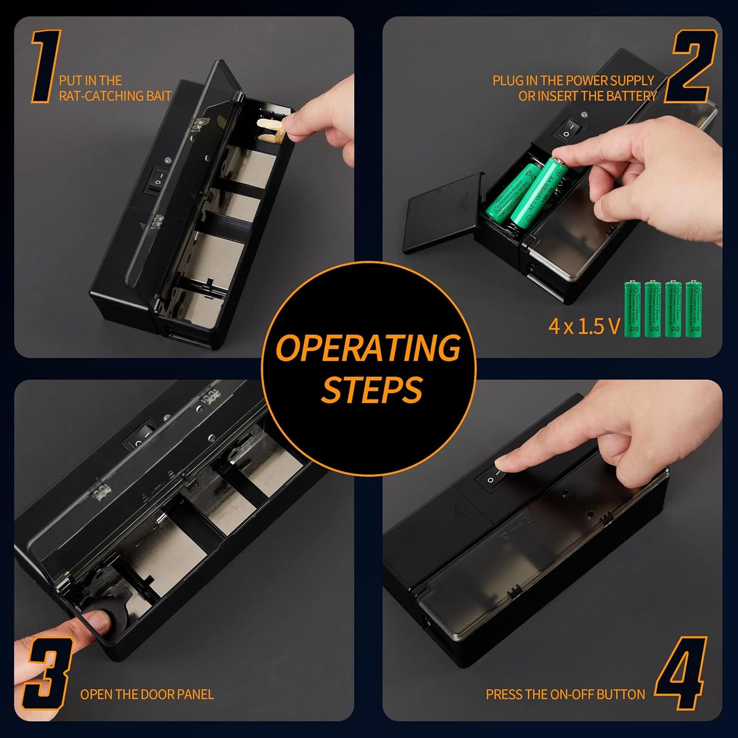 GSS Electric Mouse Trap,Smart Electronic Mouse Trap,Escape-Proof Design Mice Traps,Battery Powered with Alert Light