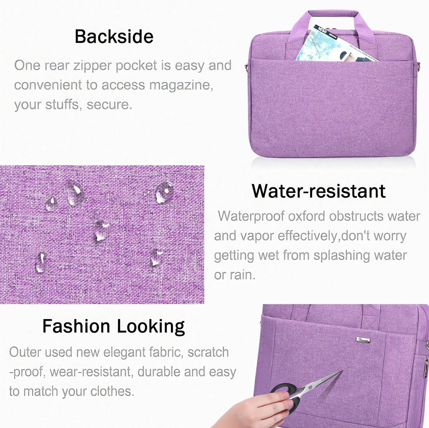 Voova Laptop Bag Case 17 17.3 Inch Computer Sleeve Messenger Bag with Shoulder Strap Expandable Waterproof Large Capacity Business Briefcase for Work Travel Fit 17-18” Laptop, Men Women, Lavender