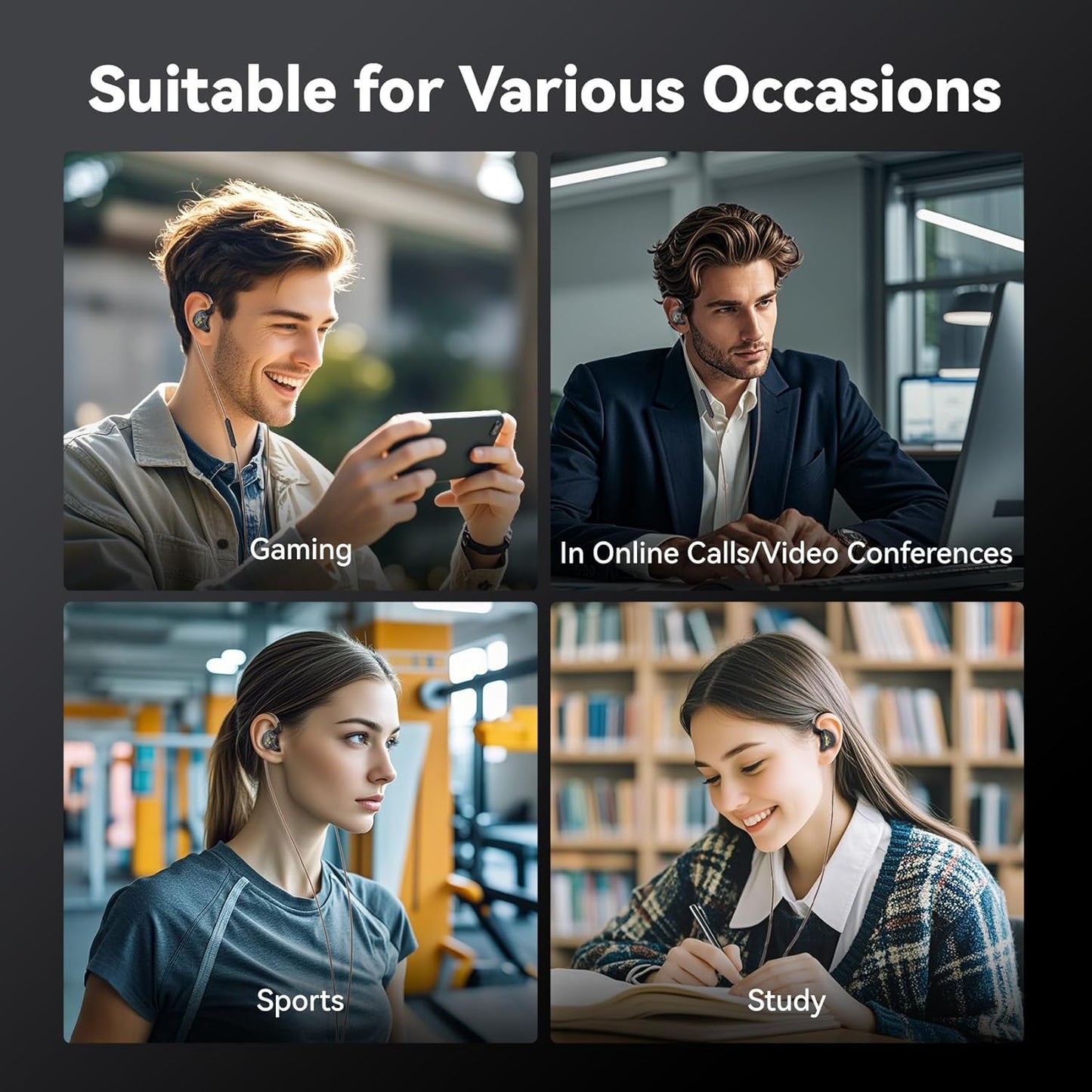 KBEAR K01 Bass IEMS Earphones for Gaming, HIFI Clear Sound in Ear Monitor Headphones Ear buds Wired with 1DD Noise Cancelling for Computer Laptop School, 3 Years Warranty (Without Mic, Blue-Purple)