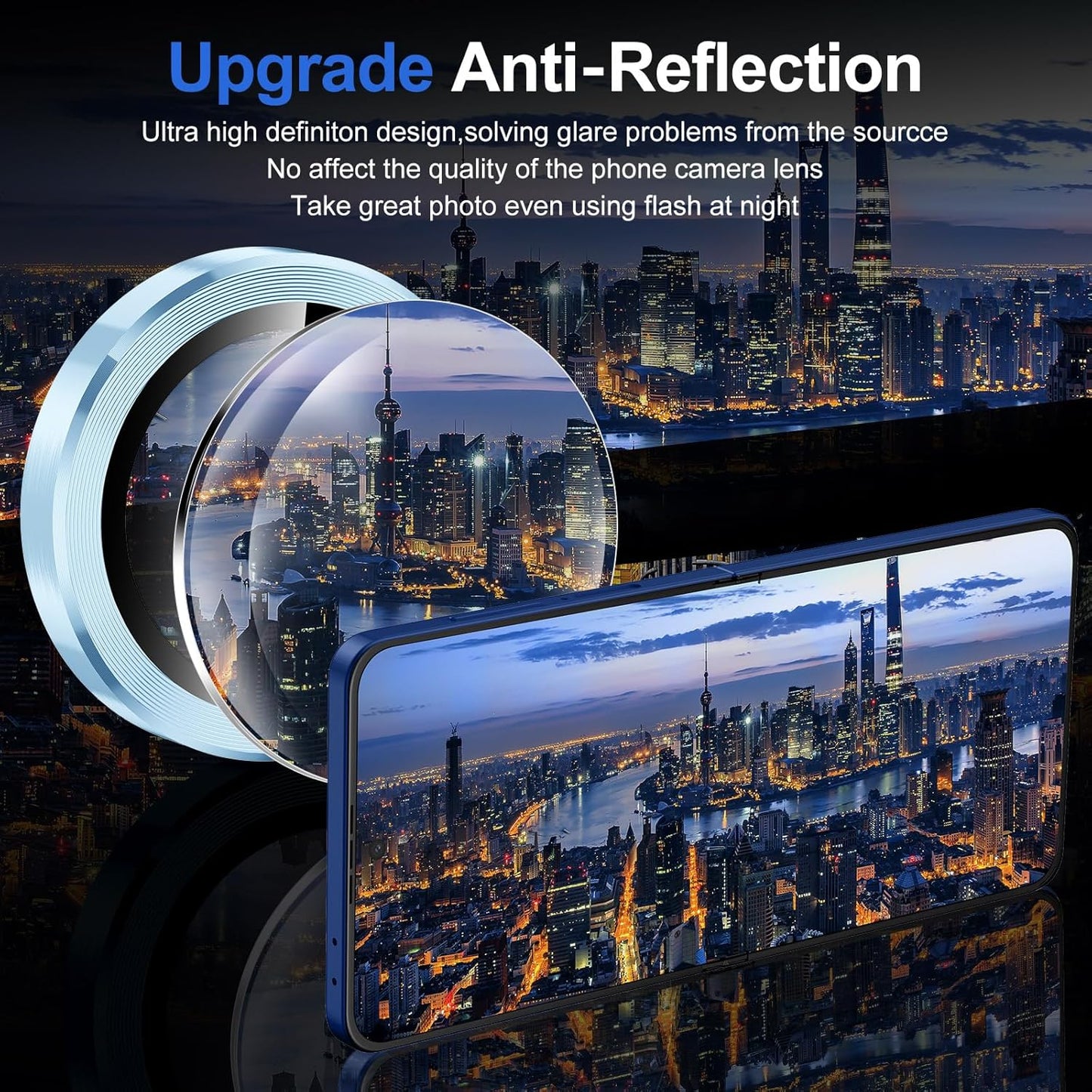 for Samsung Galaxy Z Flip 7 Camera Lens Protector, Individual Metal Ring Tempered Glass Lens Cover, [Strong Adsorption] Scratch Resistant Ultra-Thin HD Clear Lens Cover, 1 Set-Blue