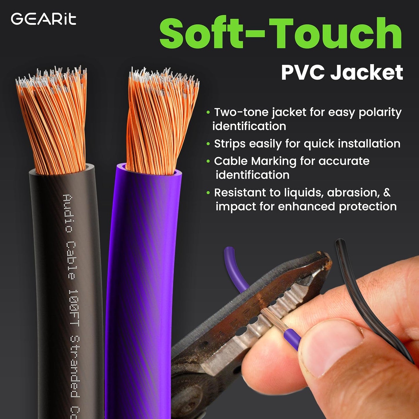 GEARit Speaker Wire 14 Gauge, Speaker Cable 100ft for Car Audio, Home Theater, CCA(Black Purple)