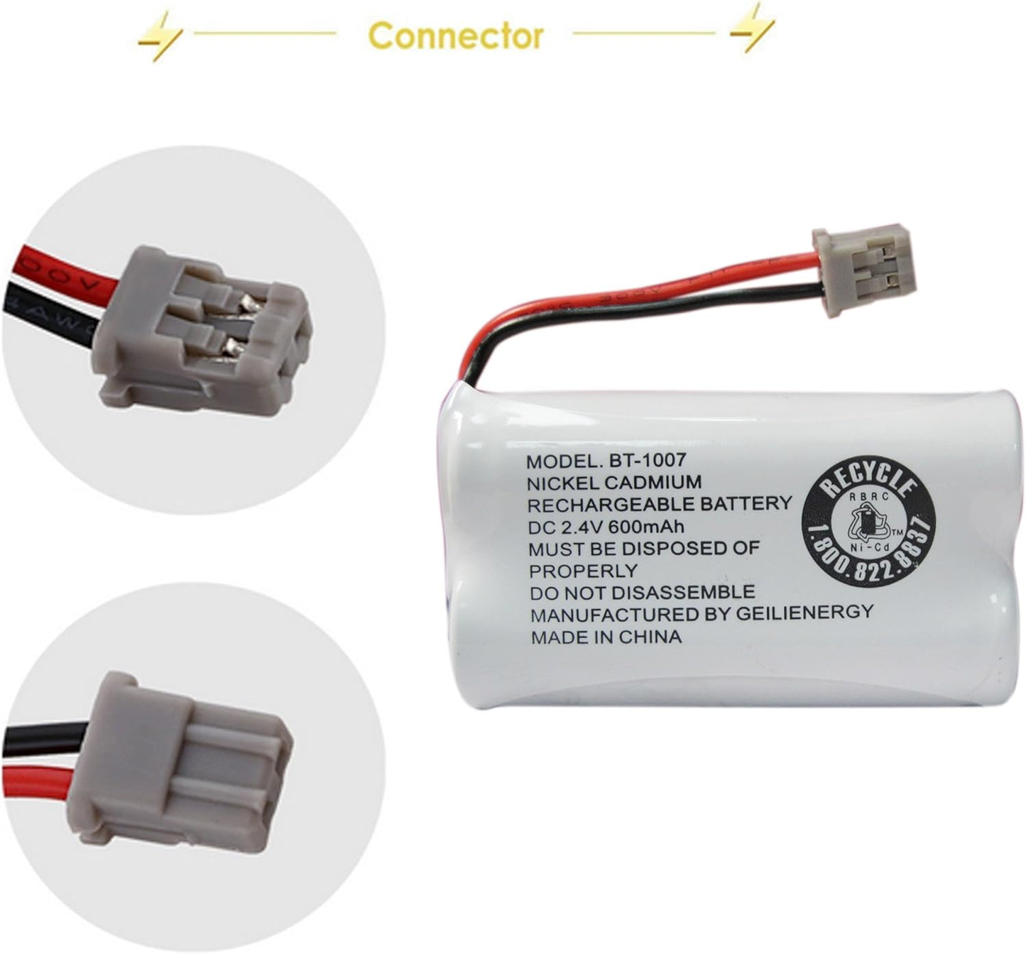 GEILIENERGY BT-1007 Cordless Phone Battery Compatible with Uniden BT1007 BT904 BT-904 BT1015 BT-1015 BBTY0651101 BBTY0460001 BBTY0510001 BBTY0624001 BBTY0700001 HHR-P506 HHR-P506A(3-Pack)
