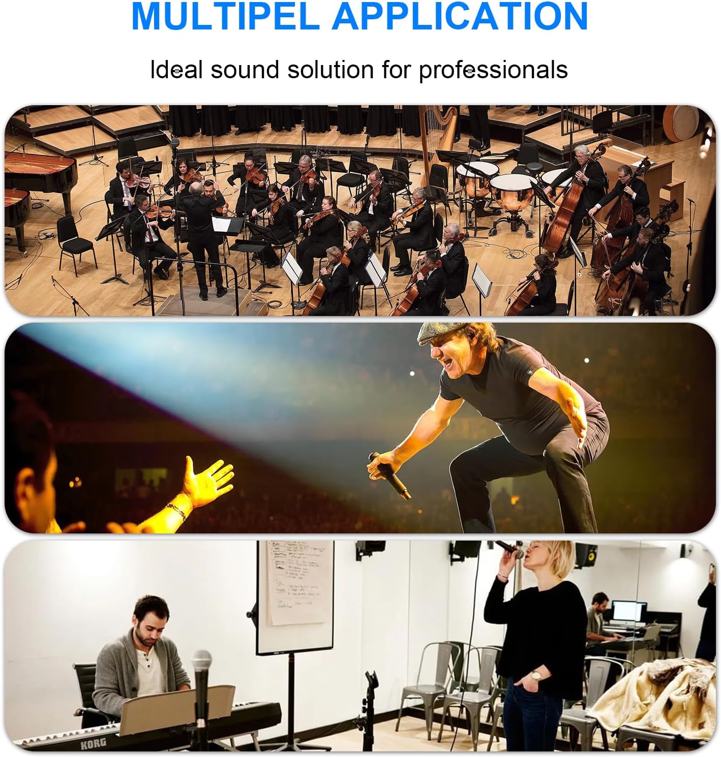 Pro UHF Wireless in Ear Monitor System, Metal IEM Dual Channel Wireless Transmitter and Bodypack Receiver, 80 Adjustable Frequencies,164ft Range, Ideal for Studio, Guitar, Band Performance