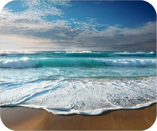Coastal Shoreline Waves Sandy Beach Theme Mouse Pad Mat Mousepad for Desk Computer Laptop PC Gaming Home or Office Gift (Beach MP35)