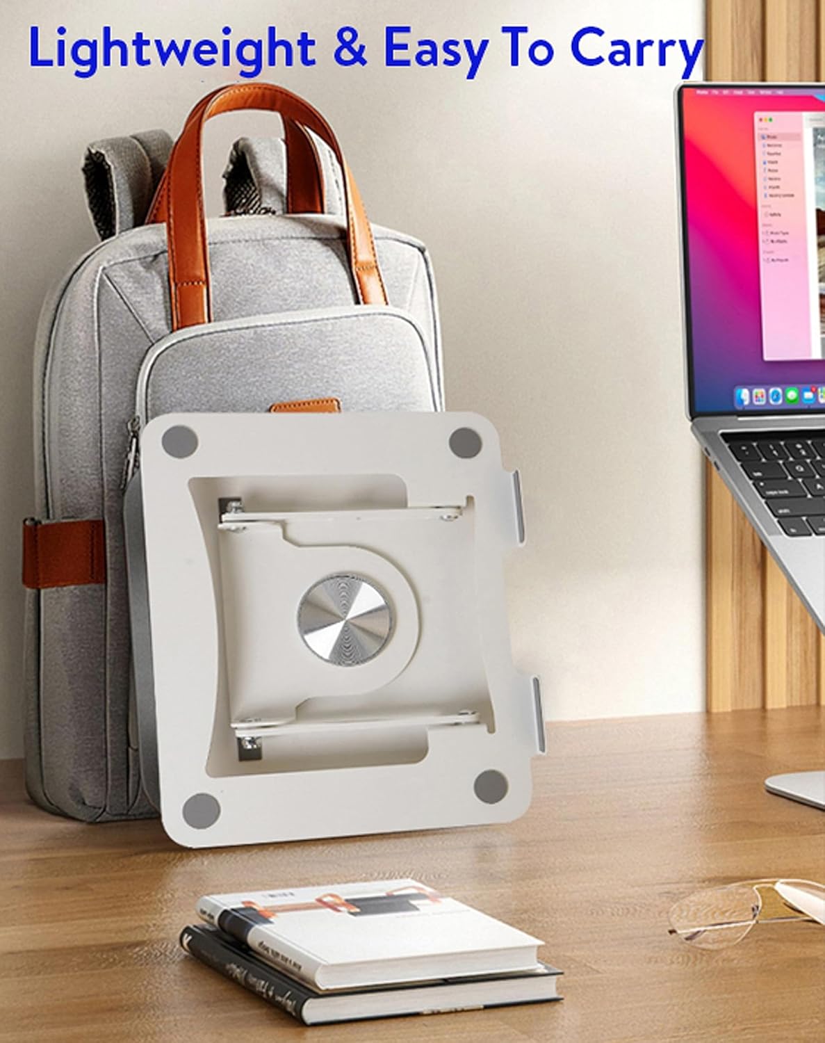 Uncaged Ergonomics Swivel Laptop Stand for Desk, Adjustable Computer iPad Stand for Desk w/ 360 Rotation, Portable Laptop Holder for Home Office Ergonomic Supplies (White)