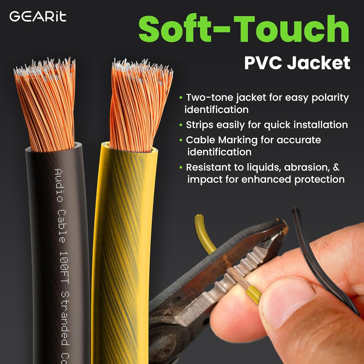 GEARit Speaker Wire 14 Gauge, Speaker Cable 100ft for Car Audio, Home Theater, CCA(Black Yellow)