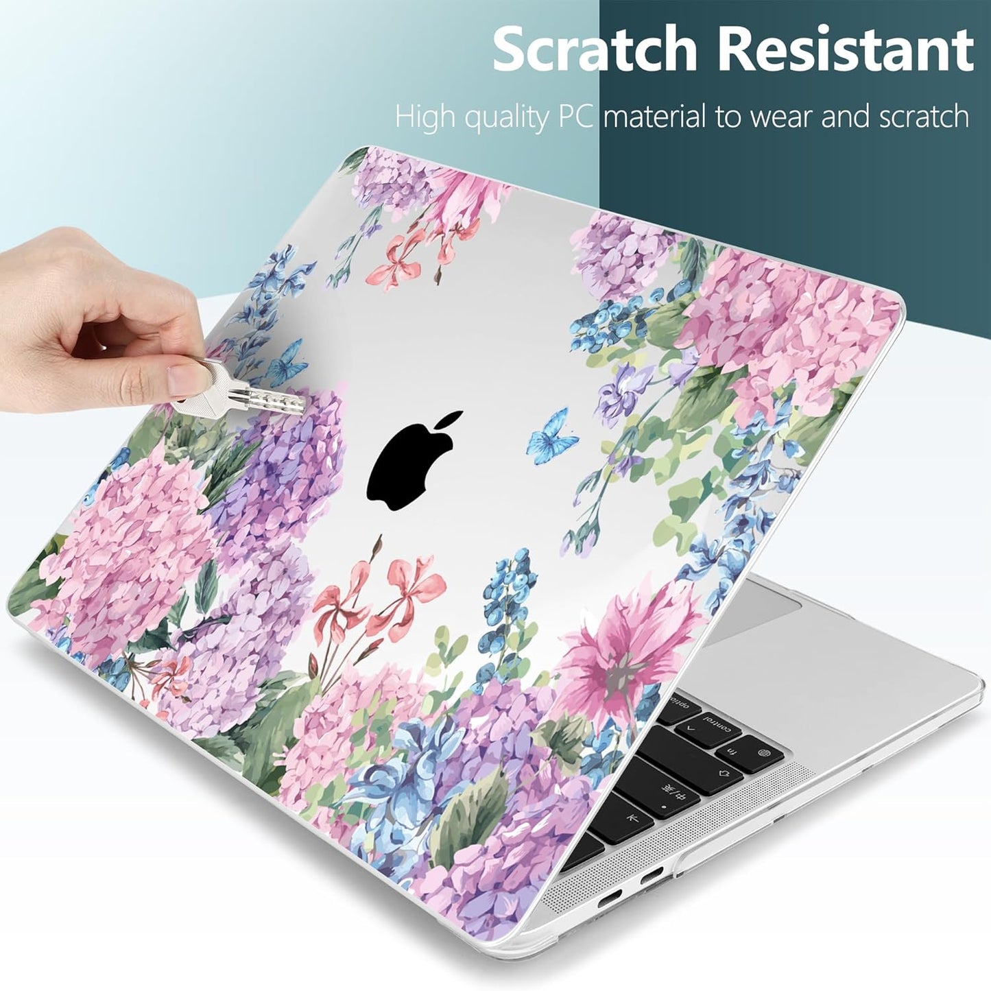 TWOLSKOO Compatible with MacBook Pro 13 inch Case 2023-2016 A2338 M2/M1 A2251 A2289 A2159 A1989 A1706, Plastic Hard Shell Cover & Keyboard Skin & Screen Protector, Colorful Hydrangea
