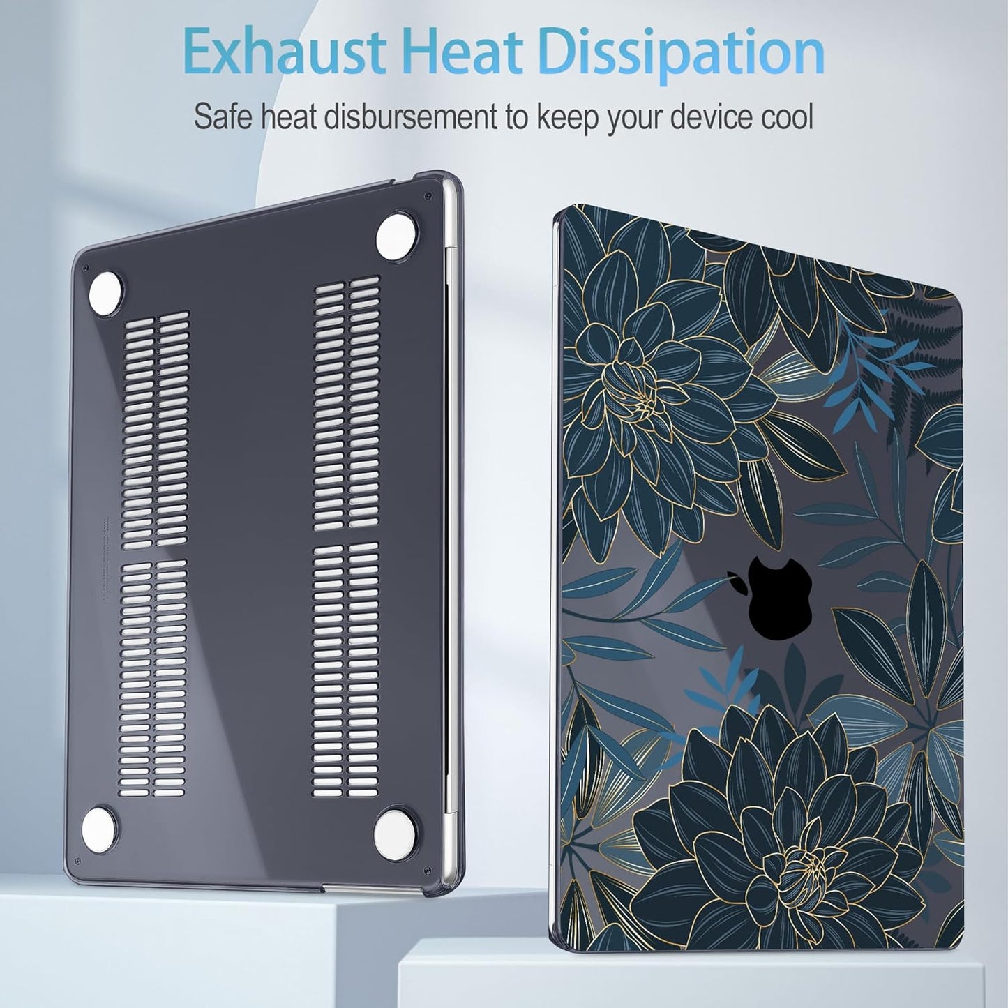 Mektron for 2025 M4 MacBook Air 13.6 Inch A3240 Case Fits 2023 A2681 M2 2024 A3113 M3 Chip with Liquid Retina Display, Printed Plastic Hard Shell Cover for MacBook Air 13.6", Dahlia Flower C035