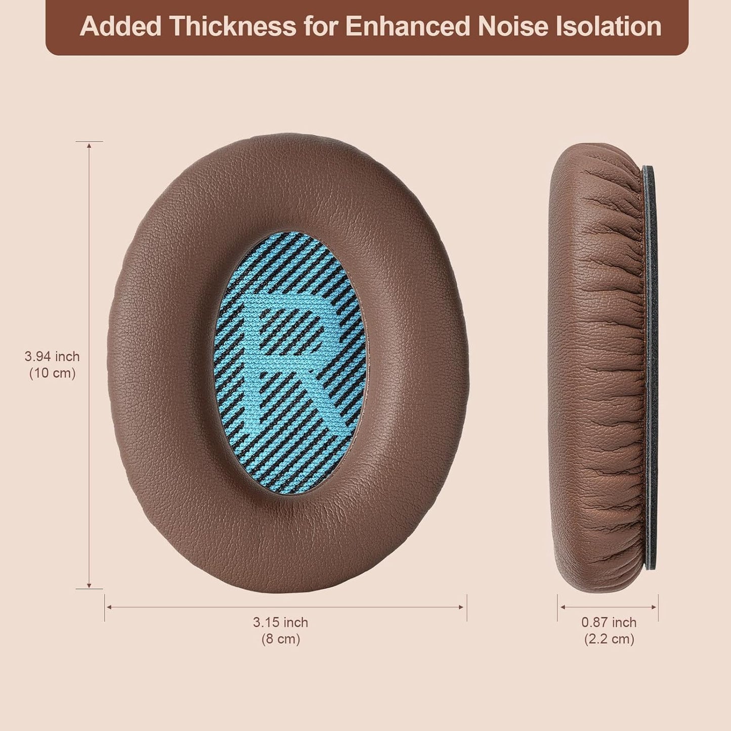 Aurivor Replacement Ear Pads Cushions for Bose QuietComfort QC 35 (ii) 25 15 2 Headphones, Upgraded Earpads for QC35 (ii) QC25 QC15 QC2 SoundTrue/SoundLink AE2/AE2i/AE2w Around-Ear Headphones (Brown)
