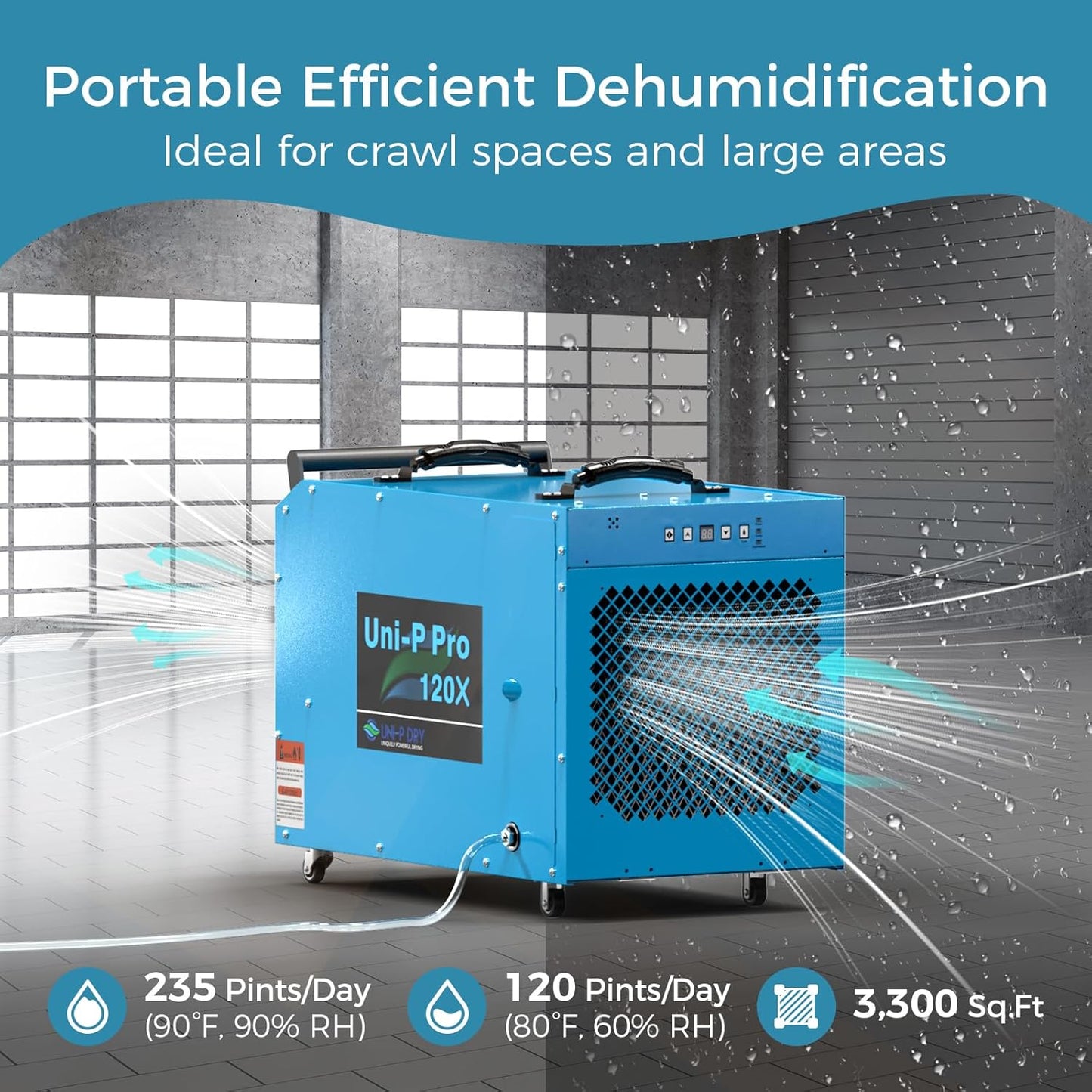 ALORAIR 235 Pints Commercial Dehumidifier with Pump for Crawl Spaces & Basement, Portable Dehumidifier with Drain Hose, Wheels for Crawlspace, Auto Defrost, Memory Restart, Heavy-Duty Moisture Removal