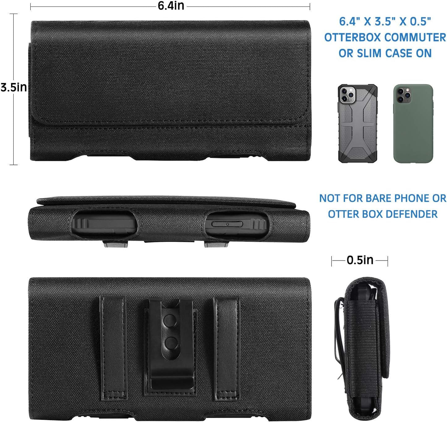 for iPhone 17 Pro Max Holster, BECPLT Nylon Holster Pouch Belt Clip Case and Loops Holder Cover for iPhone Air 16/15/14/13/12/11 Pro Max Galaxy S25 Plus S24+ Black