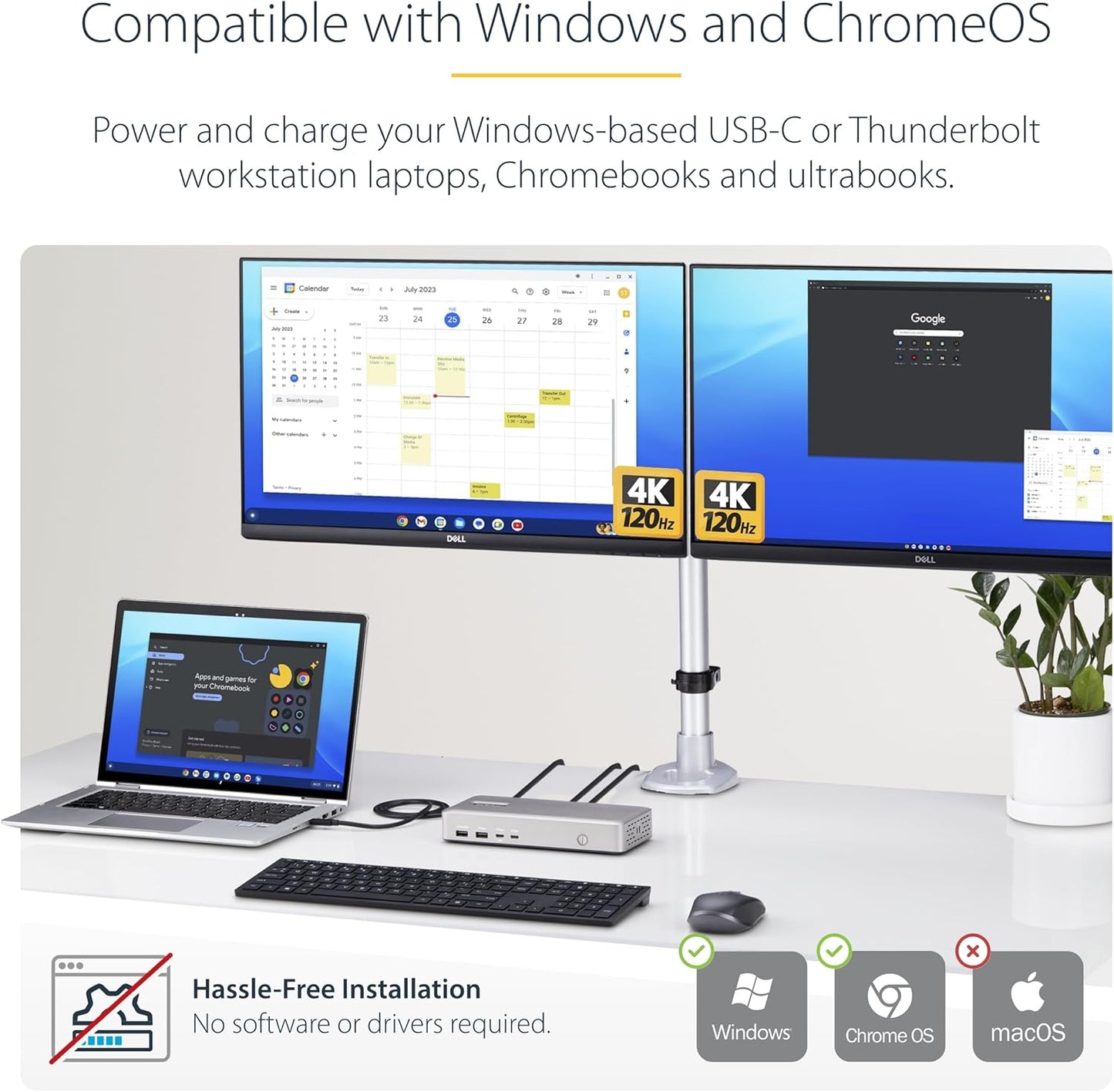 StarTech.com USB-C Docking Station (10-in-1, USB4), Up to 100W Charging for Laptop, 40Gbps Data Transfer, 2.5Gb Ethernet, Single 8K, Dual 4K Display, 6X USB (Not MacOS Compatible)
