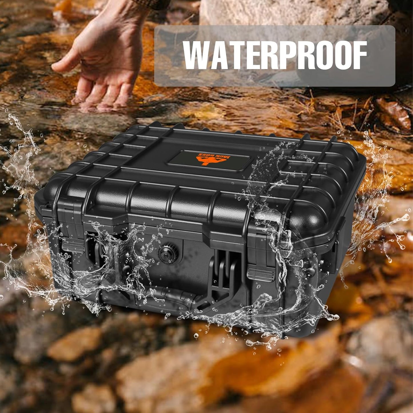Hard Case, 14x 11.5x 6.5 Inch Portable Weather Waterproof Protective Camera Case with Customizable Foam, Fit Use of Drones, Camera, Equipments
