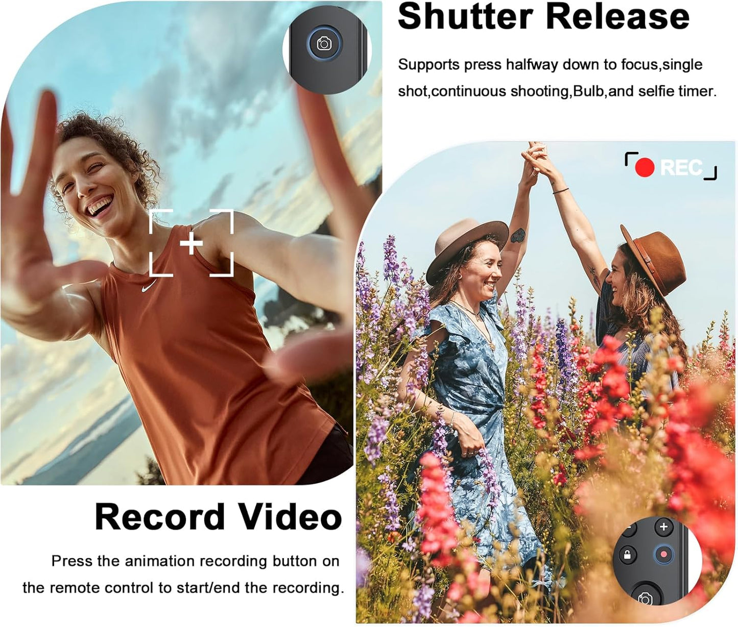 for Fujifilm Rechargeable Camera Remote Control Wireless Shutter Release Compatiable with Fuji X-T30 II, X-S10, X100VI, X-H2S, X-H2, X-T5, X-T4, X-T3, X-S20, X-T50, X-T30, X-M5, X-E5, X Half(Black)