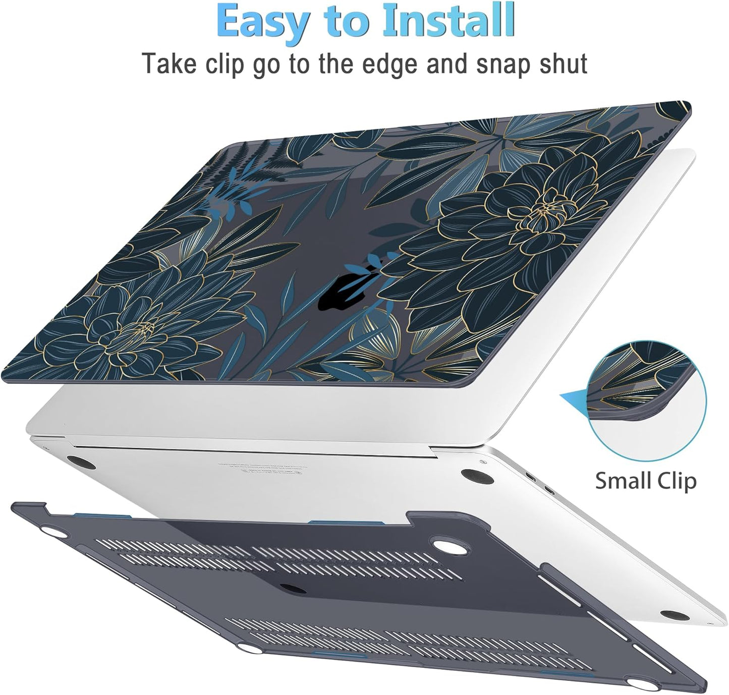 Mektron for MacBook Pro 13-inch Case 2022 2021 2020 Release A2338 M2 M1 A2289 A2251, Printed Plastic Hard Shell Cover for New MacBook Pro 13.3-inch Touch Bar Fits Touch ID, Dahlia Flower C035