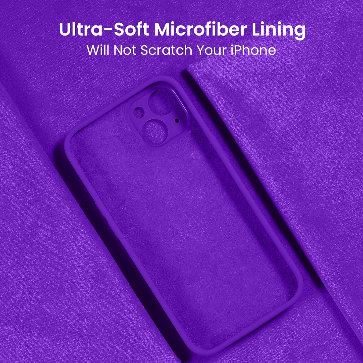 FireNova Designed for iPhone 15 Plus Case, Silicone [Camera Protection] Case with [2 Screen Protectors], Soft Anti-Scratch Microfiber Lining Inside, 6.7 inch, Neon Purple