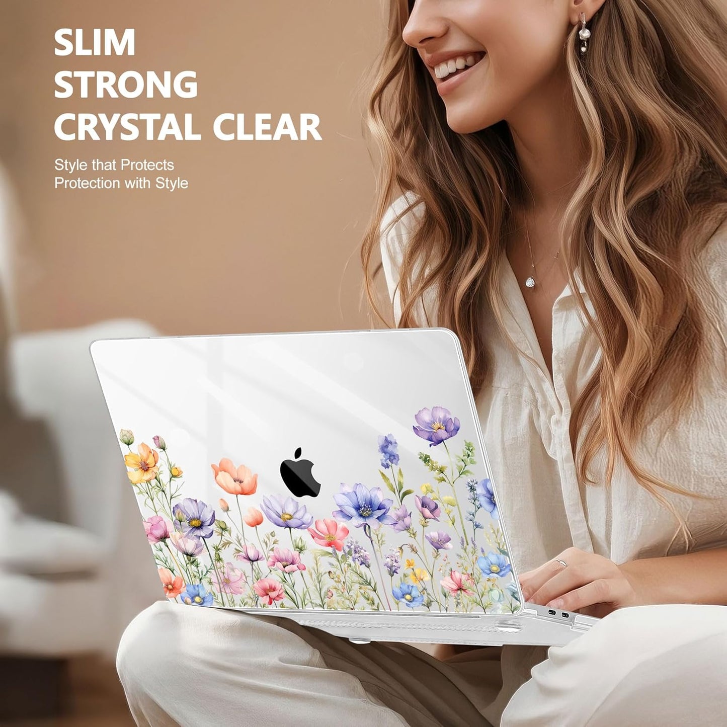 May Chen Case for MacBook Pro 13 inch M2 2023,2022,2021,2020 A2338 M1 A2251 A2289, Plastic Hard Shell Case for MacBook Pro 13" with Touch Bar Fits Touch ID, Wild Flowers