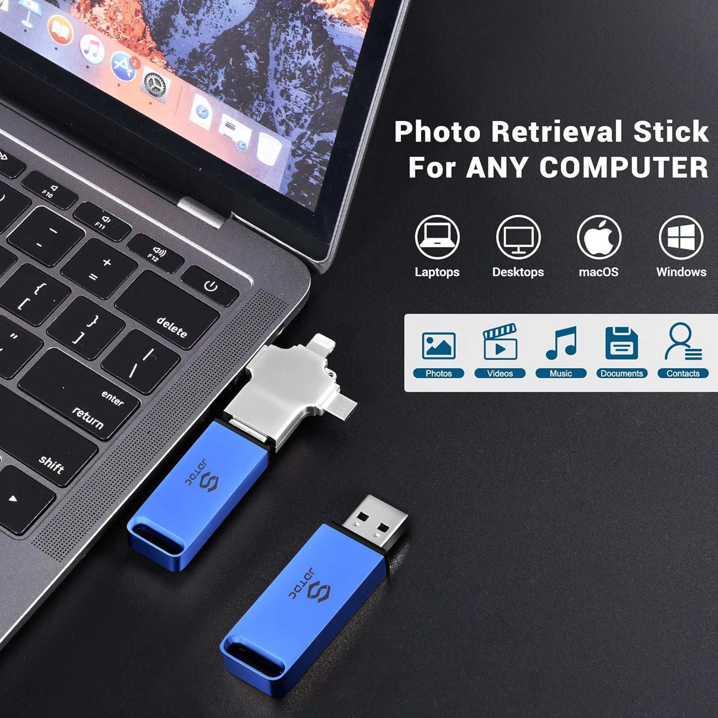 256GB Auto Backup-Photo-Stick-Flash-Drive for All Device Picture-Stick-for-Photo Secure Photo Video Backup Device Photo-Saver-Stick-iPhone-Picture-Backup Android-Photo-Storage-Stick iPad-Backup-Drive