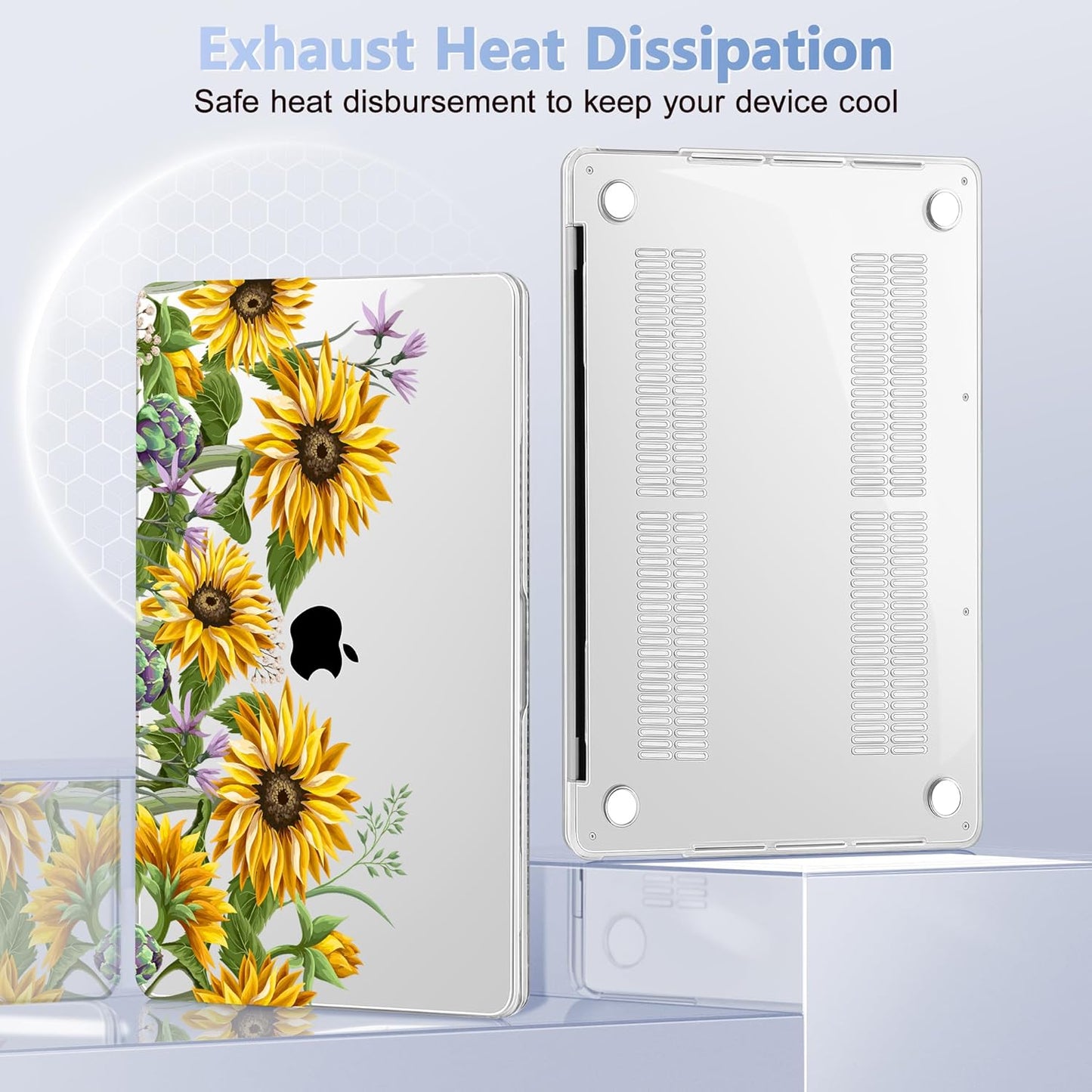 for MacBook Pro 16 inch Case 2019 2020 Release Model A2141, Plastic Hard Shell Cover with Keyboard Cover & Screen Protector for MacBook Pro 16 inch with Touch Bar & Touch ID, Sunflowers