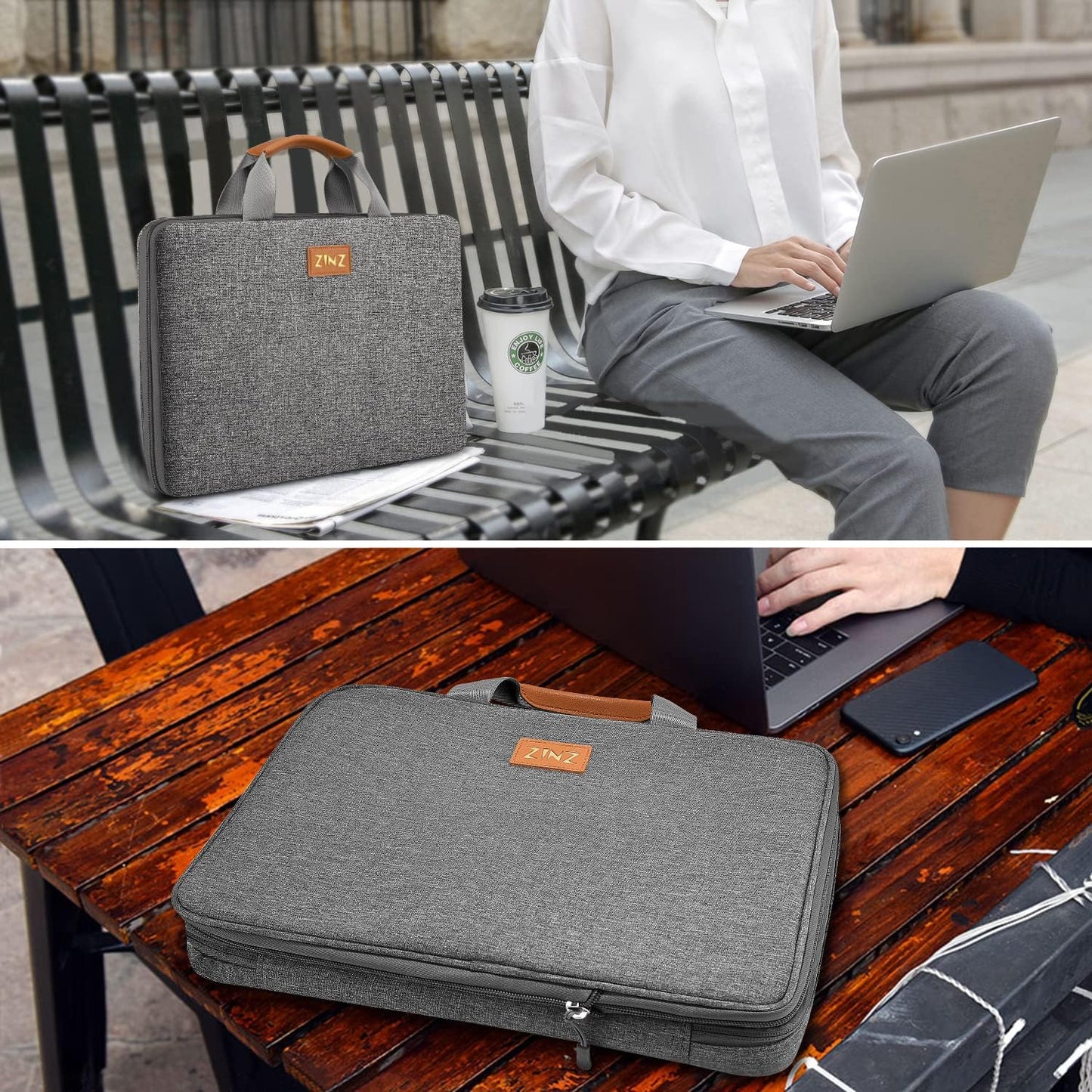 ZINZ Slim Expandable Laptop Case 15.6 Inch Sleeve Upgraded Protective Durable Recycled Carrying Case Compatible with MacBook 15" & 16" and Most 15" 15.6" 16" Notebook,D01G01