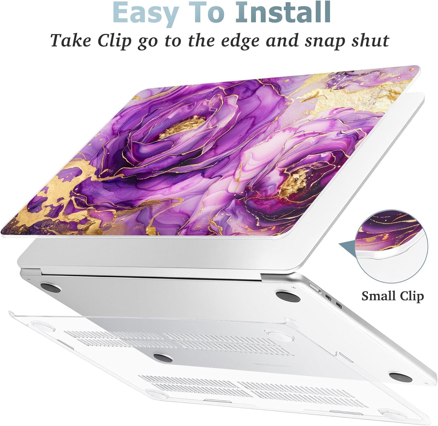 May Chen for MacBook Air 13.6 Inch Case 2025/2024/2023/2022 Release (Model A2681 A3113 A3240, M2 M3 M4 Chip) – Hard Shell Laptop Cover with Keyboard Cover & Screen Protector，Purple Roses