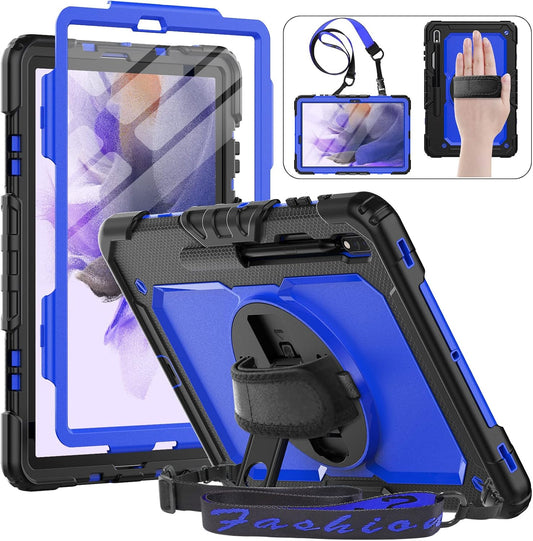 HXCASEAC Case for Samsung Galaxy Tab S7 FE 5G 12.4 inch, Protective with Screen Protector/Hand Strap/S Pen Holder, Heavy Duty Design for Samsung Galaxy S7 FE Tablet Case - Blue