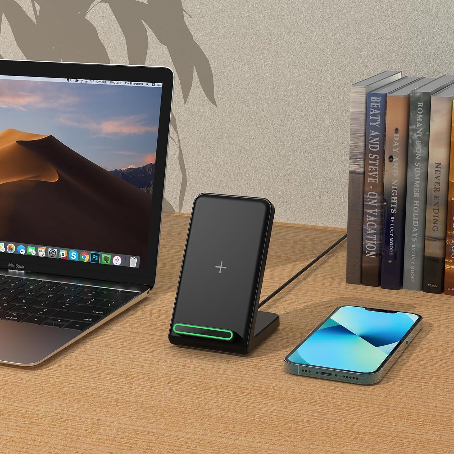 Fast Wireless Charger, 15W Wireless Charging Stand Compatible with Samsung Galaxy S24/S23/S22/S21/S20, for iPhone 16/15/14/13/12/11/XR/8, for Google Pixel 9 8 7,and More.