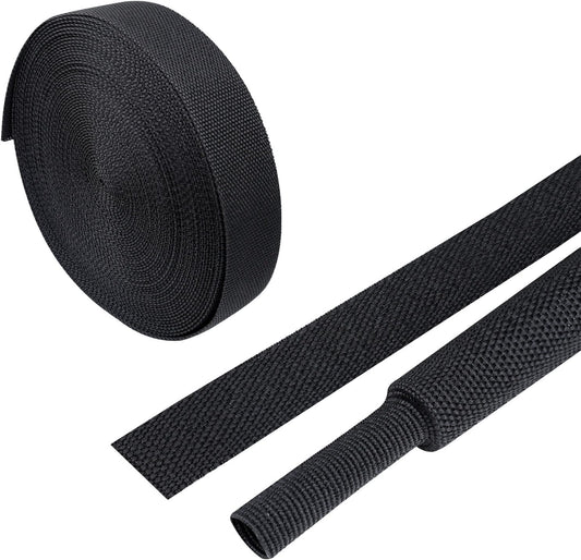Heat Shrink Wire Loom 2:1 Shrinkable Braided Cable Sleeve 3/4 Inch ID-46ft Abrasion Protection Flexibility Fabric Wiring Harness Cover Sheath