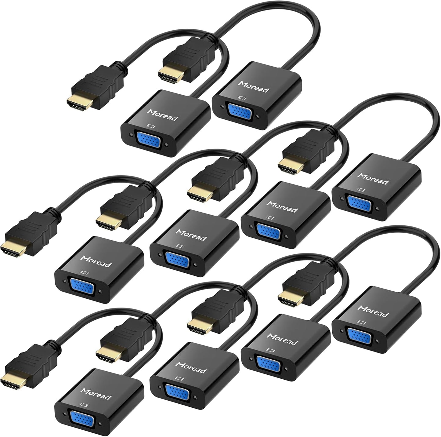 HDMI to VGA, 10 Pack, Uni-Directional Gold-Plated HDMI to VGA Adapter (Male to Female) for Computer, Desktop, Laptop, PC, Monitor, Projector, HDTV, Chromebook, Raspberry Pi, Roku, Xbox and More