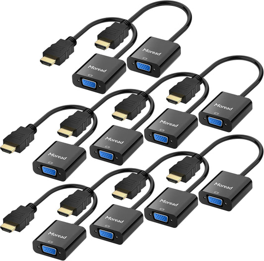 HDMI to VGA, 10 Pack, Uni-Directional Gold-Plated HDMI to VGA Adapter (Male to Female) for Computer, Desktop, Laptop, PC, Monitor, Projector, HDTV, Chromebook, Raspberry Pi, Roku, Xbox and More