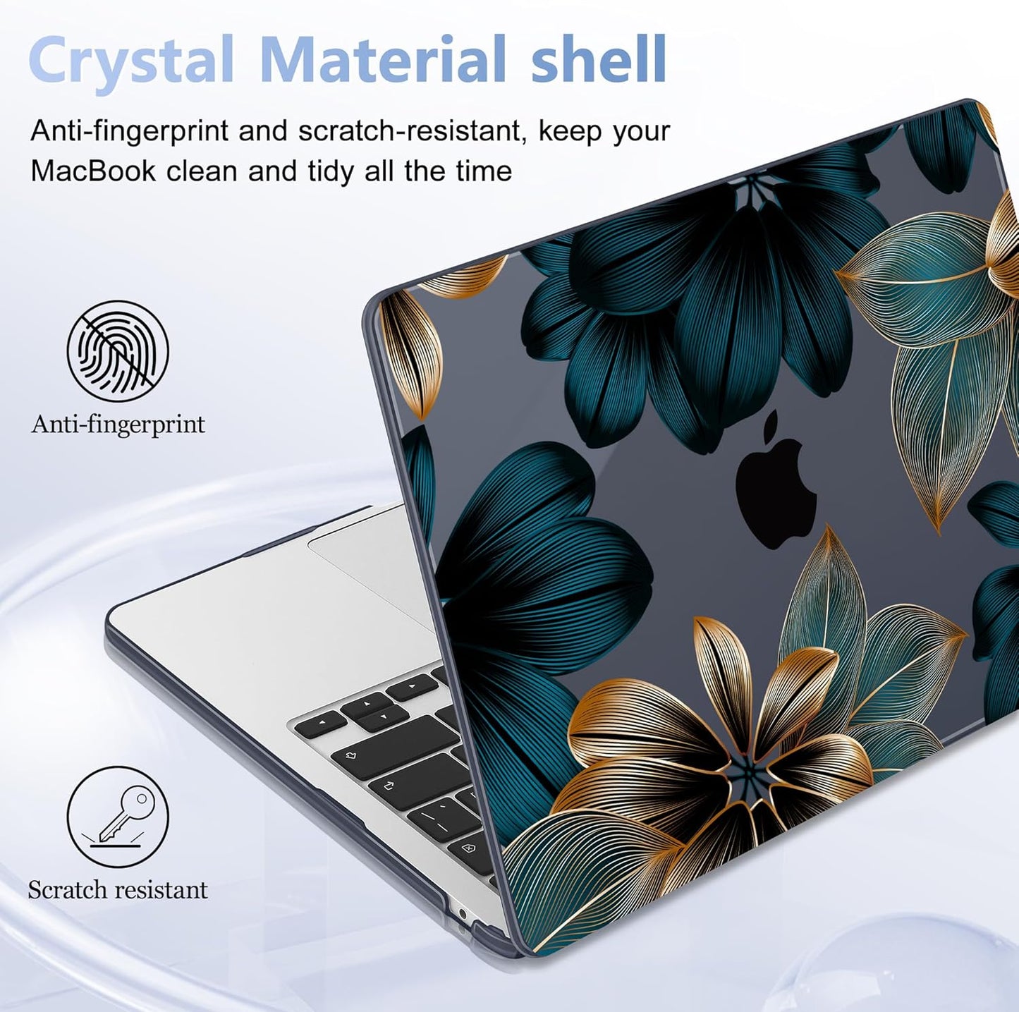 Case for MacBook Air 15 Inch 2025 2024 2023 Release M4 A3241 M3 A3114 M2 A2941, Hard Shell with Screen Protector & Keyboard Cover, Compatible with Touch ID - Leaves