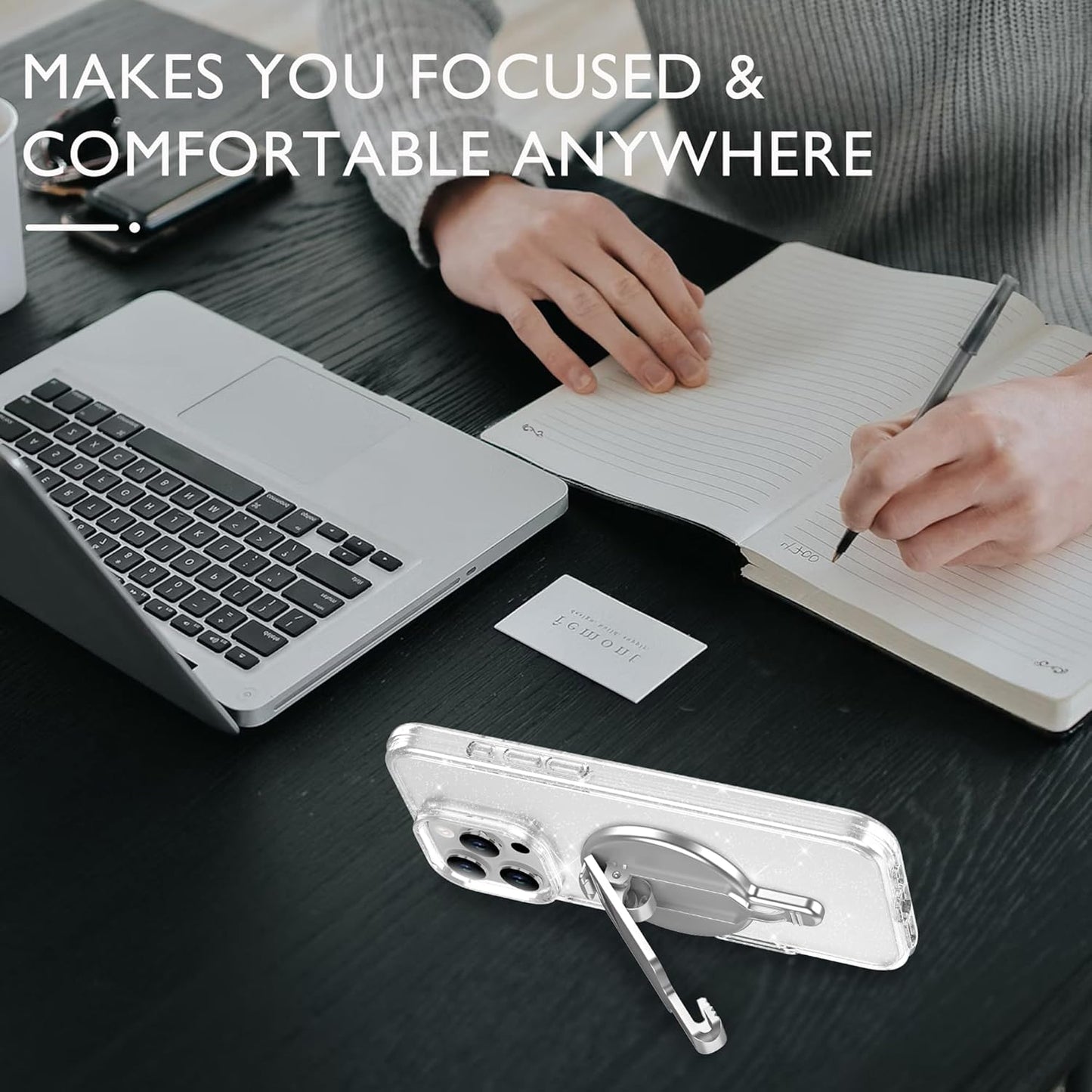 BAISRKE Magnetic Belt Clip Phone Holder, Strong Magnetic Waist Clip Compatible with Phone Cases, Portable & Versatile Accessory for Travel & Outdoor Use (Silvery)