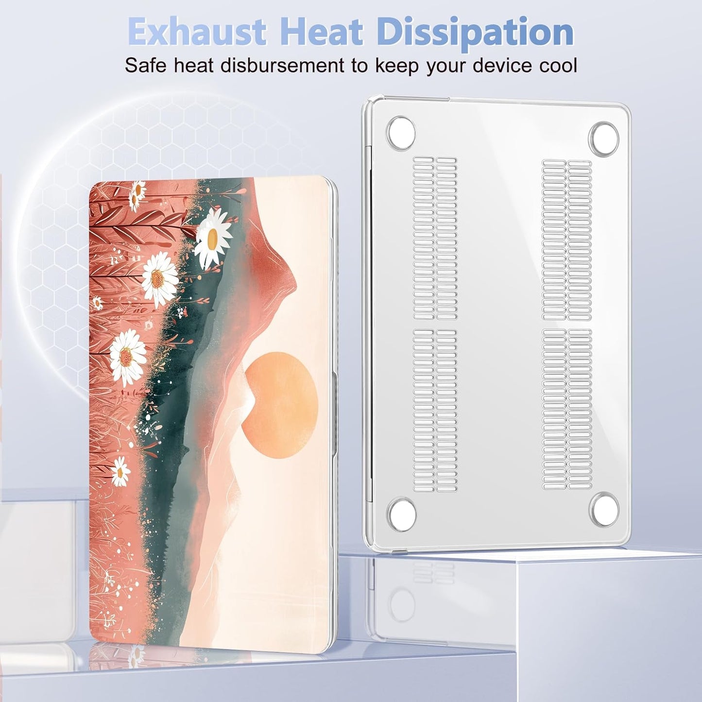 Case for MacBook Air 15 Inch 2025 2024 2023 Release M4 A3241 M3 A3114 M2 A2941, Hard Shell with Screen Protector & Keyboard Cover, Compatible with Touch ID, Mountains