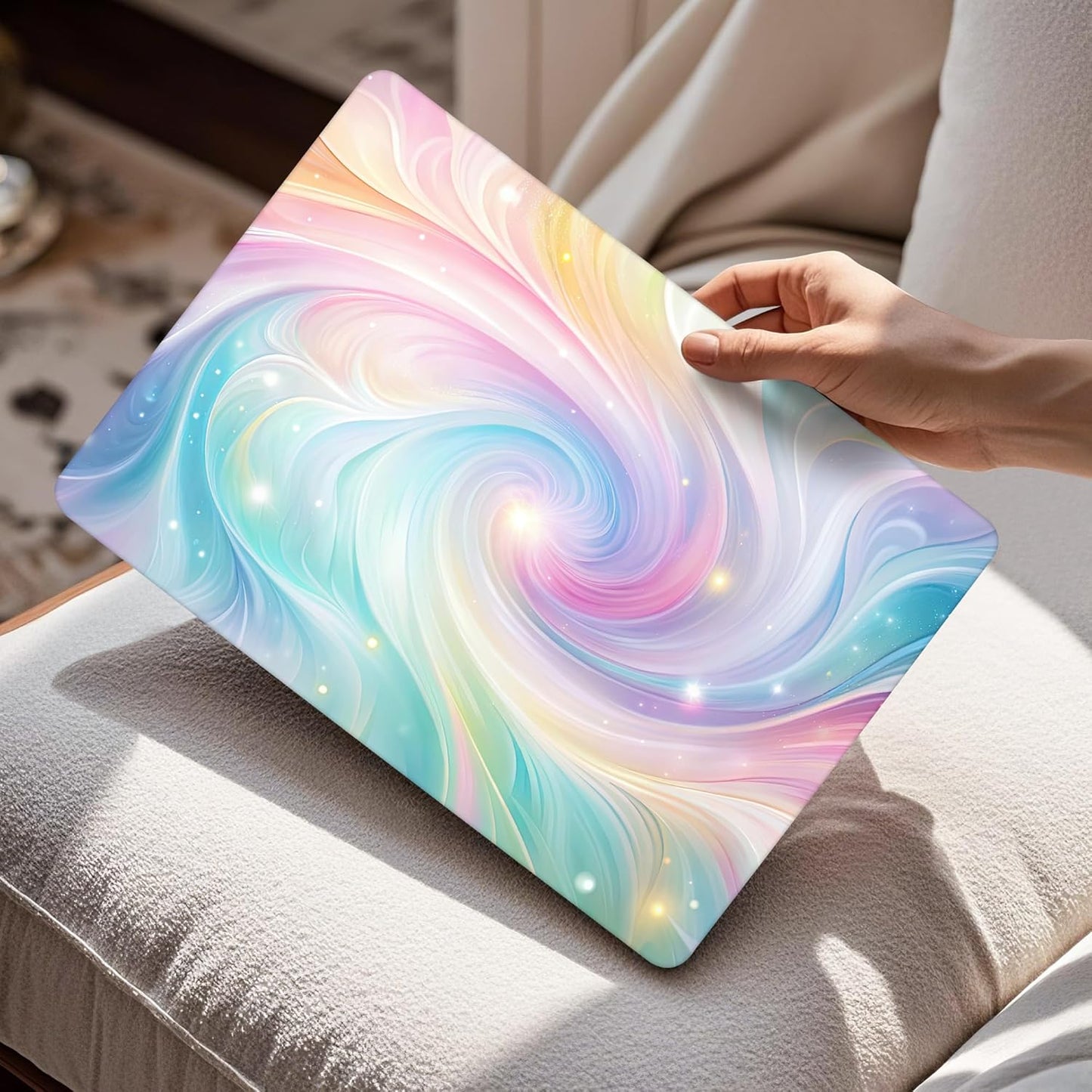 Mektron Compatible with M4 MacBook Air 15 inch Case 2025 A3241 2024 2023 M3 A3114 A2941 M2 Liquid Retina Display Touch ID, Plastic Hard Case & Keyboard Skin & Screen Protector - Colors Swirls