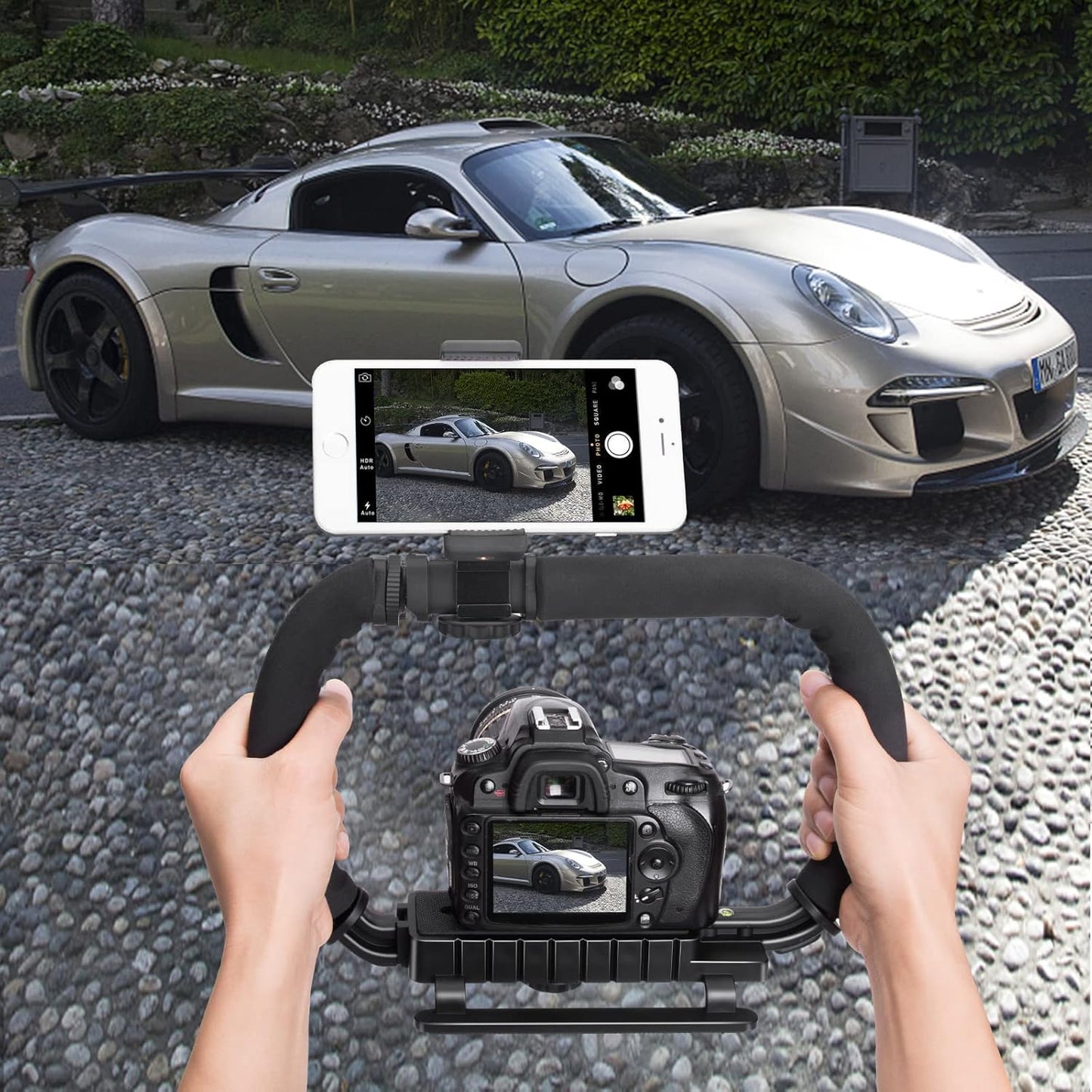 3-Shoe DSLR/Mirrorless/Action Camera Camcorder Phone Stabilizer Expansion Cage Mount Moviemaking Holder Rig YouTube Tiktok Vlogging Video Kit Compatible with GoPro Canon Nikon Sony iPhone Android