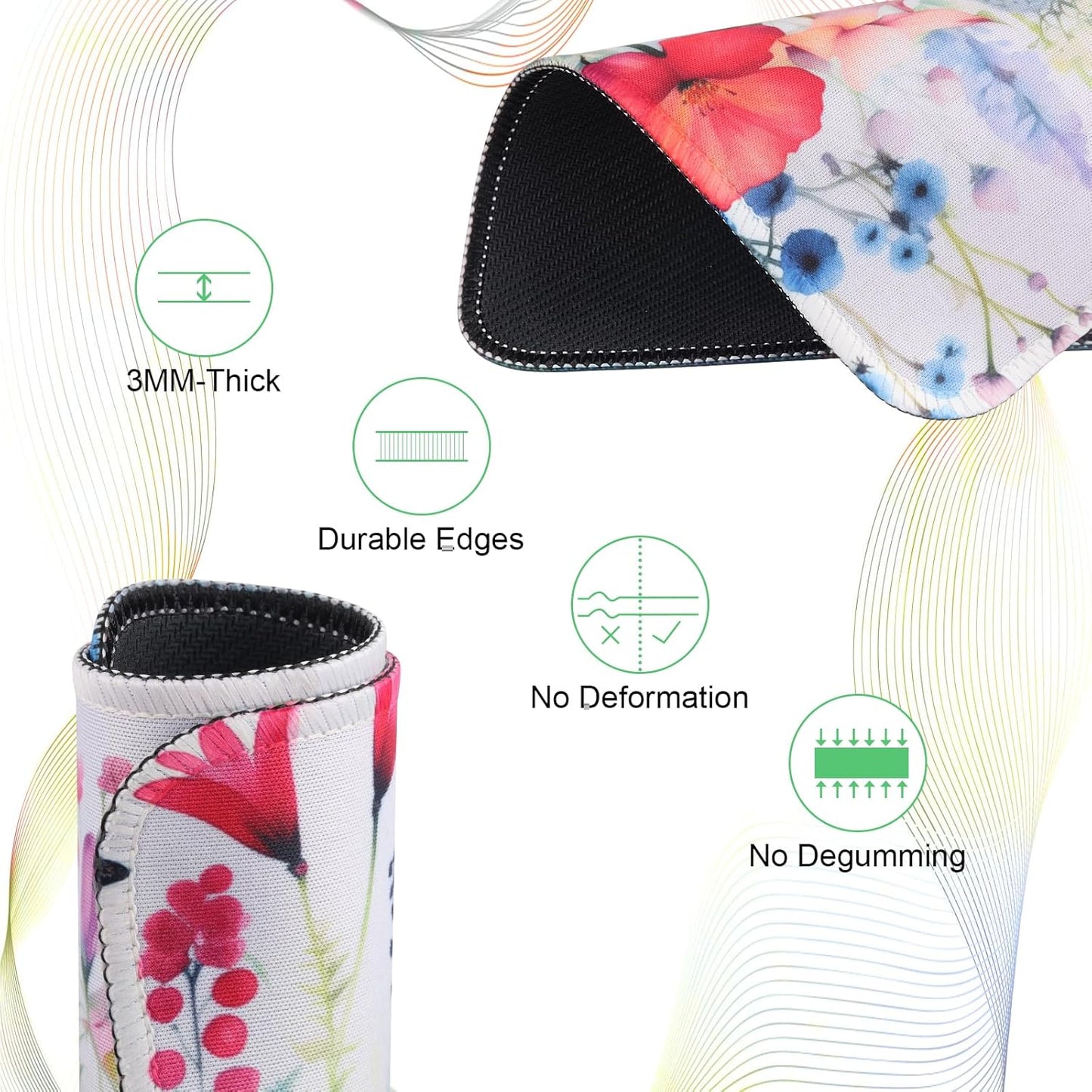 3 Pack Small Mouse pad Beautiful Flowers Plants Mouse Pads for Wireless Mouse Office Computer Mousepad for Desk Mat Laptop with Non-Slip Rubber Base(Flower)