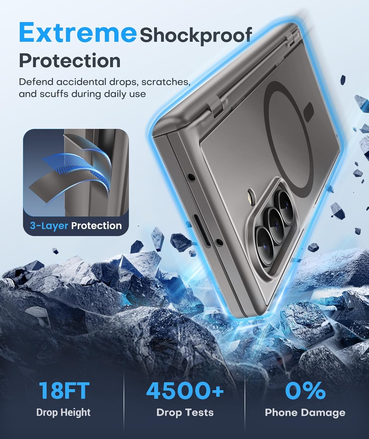 BERFY Magnetic for Samsung Galaxy Z Fold 7 Case with Privacy Screen Protector, [Compatible with MagSafe][Anti Spy] Built-in Hidden Kickstand, Full-Body Shockproof Slim Phone Case for Z Fold 7, Grey