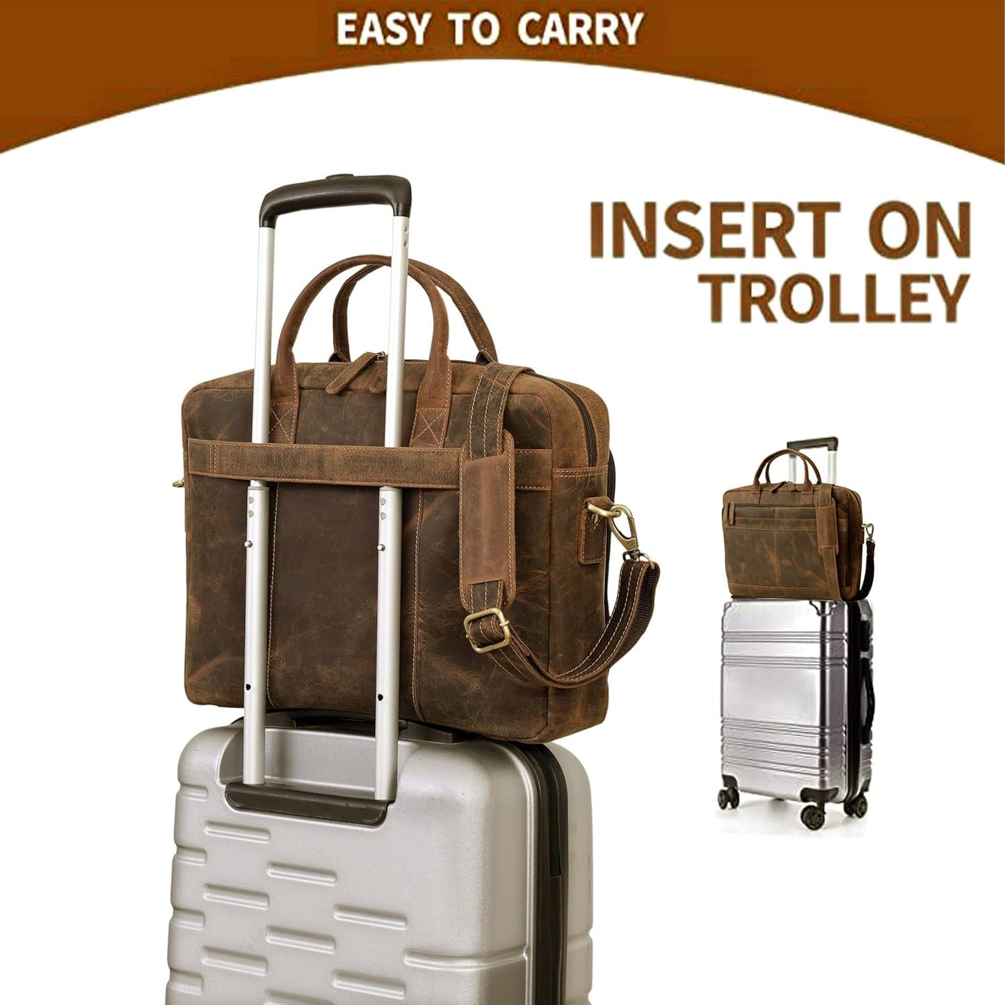 VC VINTAGE COUTURE Leather briefcase bag for men Leather Laptop Bags For Men and Women Travel Messenger Bag