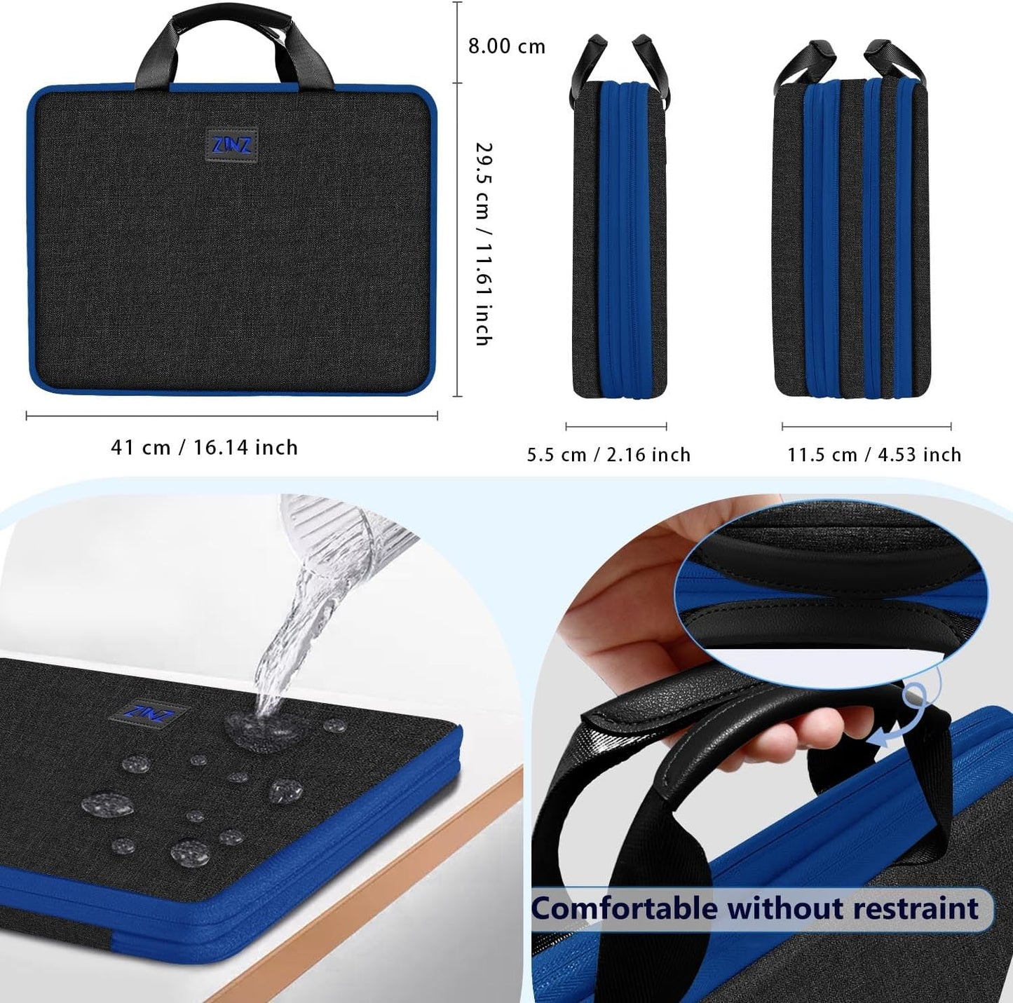 ZINZ Laptop Case Computer Sleeve Briefcase with Multi-pockets for 11.6 12.9 13 13.3 14 15 15.6 16 inch Notebooks