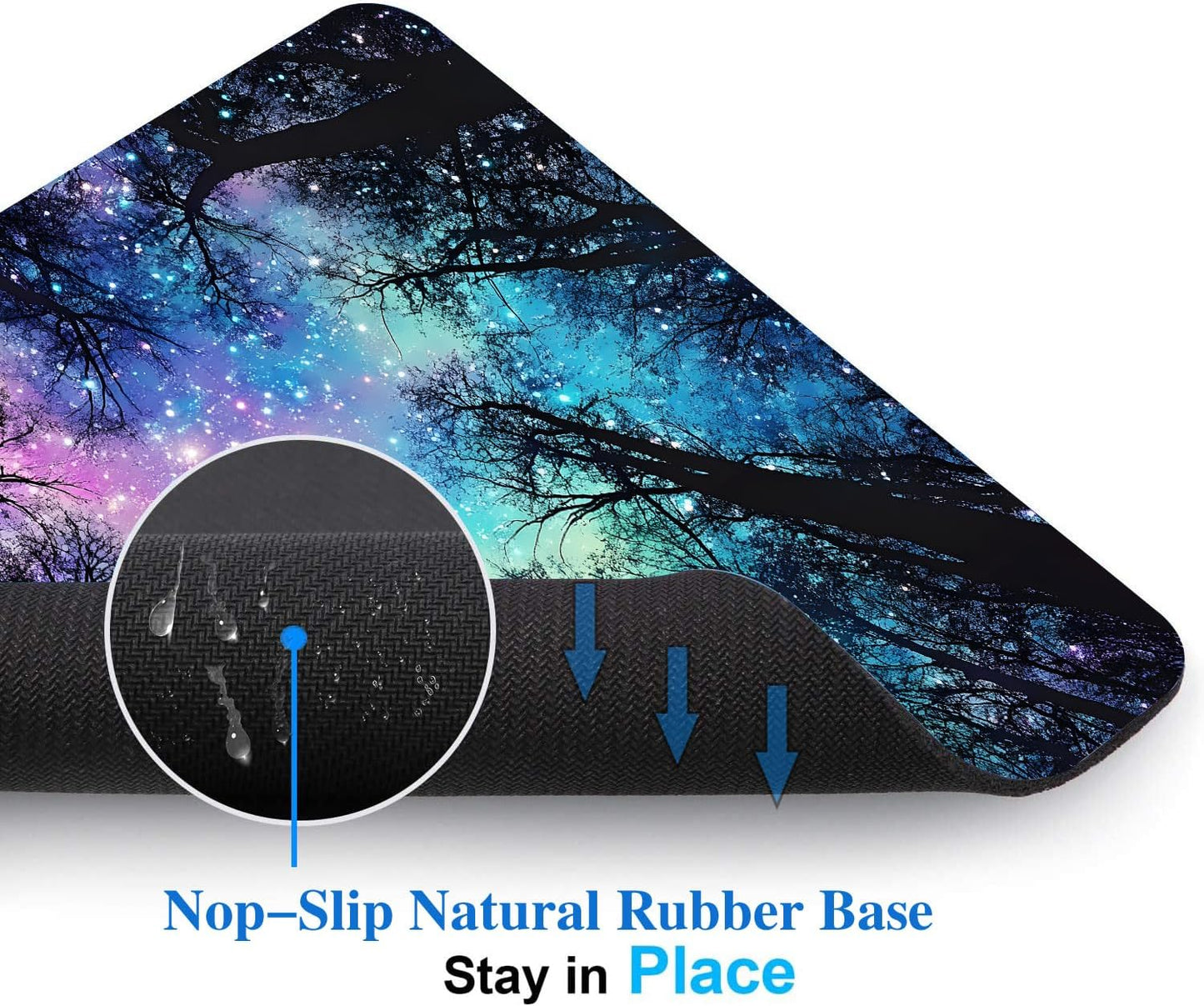 Black Night Sky Forest Mouse Pads for Desk, Portable Wireless Computer Mouse pad Small Design with Women, Non-Slip Rubber Base Laptop Mousepad 9.5" x 7.9" Smooth Surface for Office & Travel
