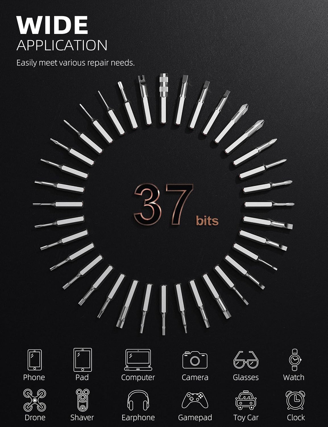 iFu Mini Electric Screwdriver, 42 in 1 Precision Screwdriver Set – Small Cordless Power Screwdriver with LED Light & 37 Magnetic Bits, Repair Tool for Phone Laptop Camera Watch Computer