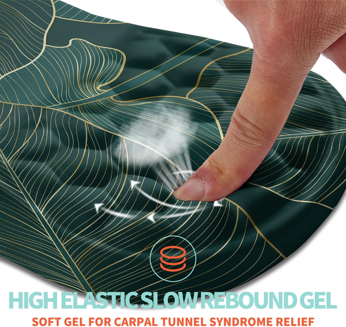 Ergonomic Mouse Pad Wrist Support with Memory Foam Massage Bulge, Carpal Tunnel Pain Relief Mousepad Wrist Rest for Mouse(12x8 inch, Leaves)