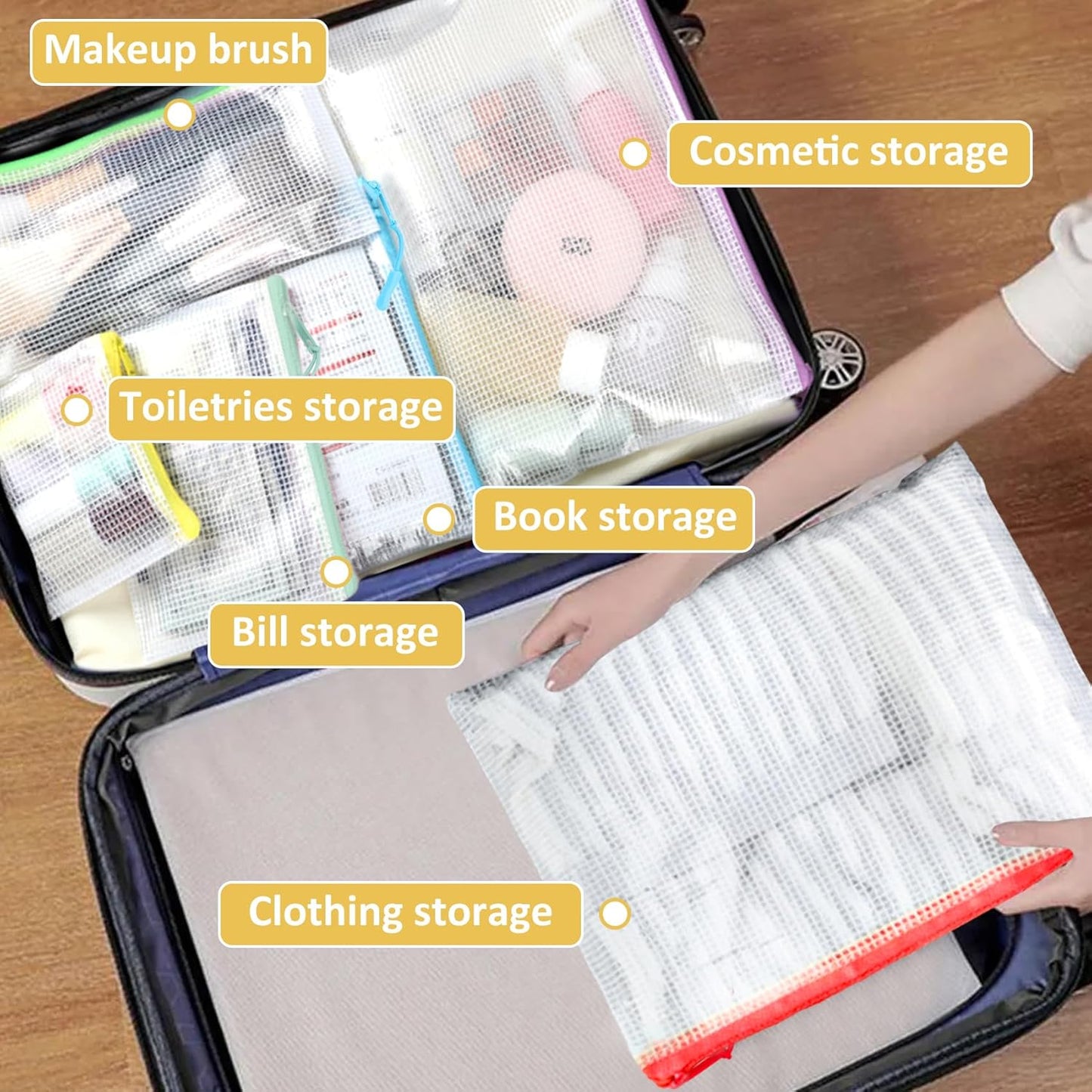 24PCS Mesh Zipper Pouch Storage Bags, 8 Sizes Board Game Bags, 12 Colors Reusable Pouches for Organizing, Organizer for Travel