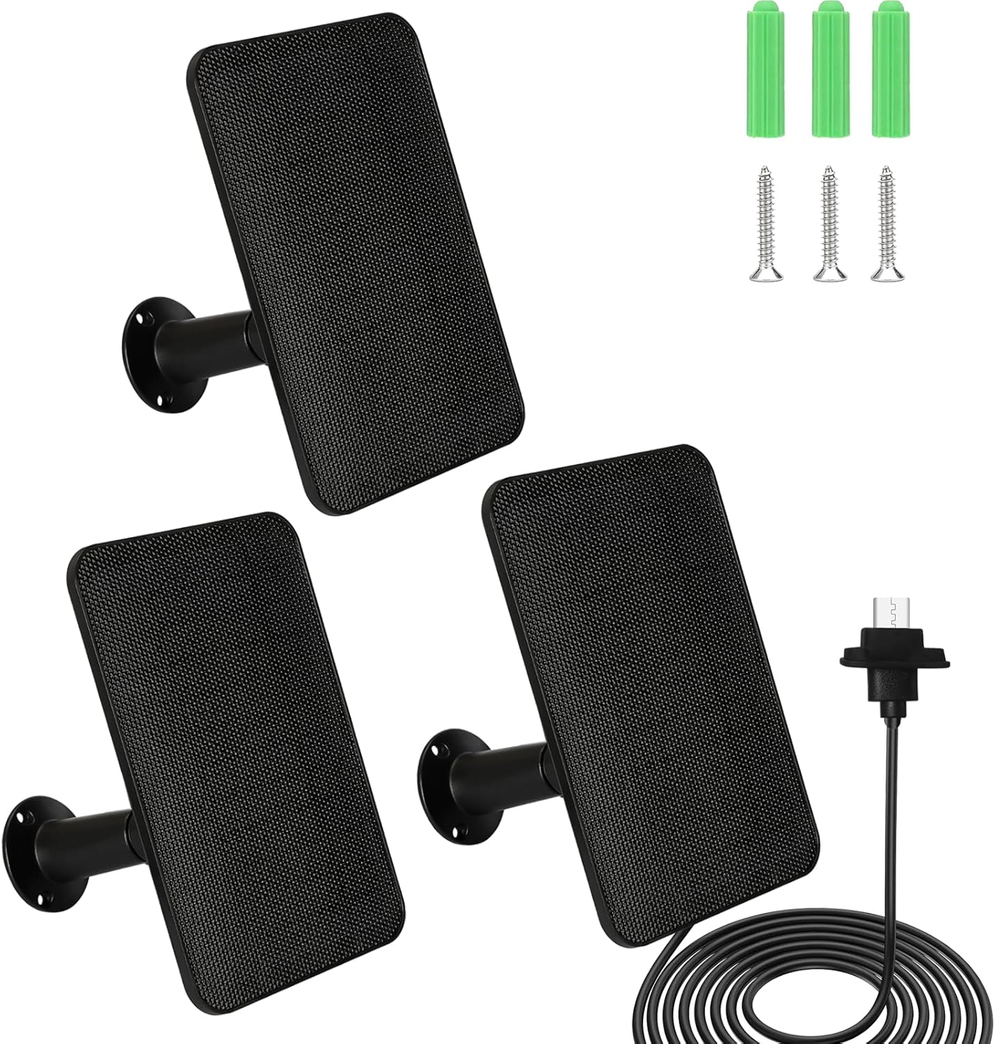 6W Solar Panel Charger for Blink Outdoor 4 (4th Gen), Solar Panel with 13.1ft Waterproof Charging Cable, Waterproof Rubber Plug, 360°Adjustable Mount and Micro USB and Type-C Port (for Blink 4-3PC)