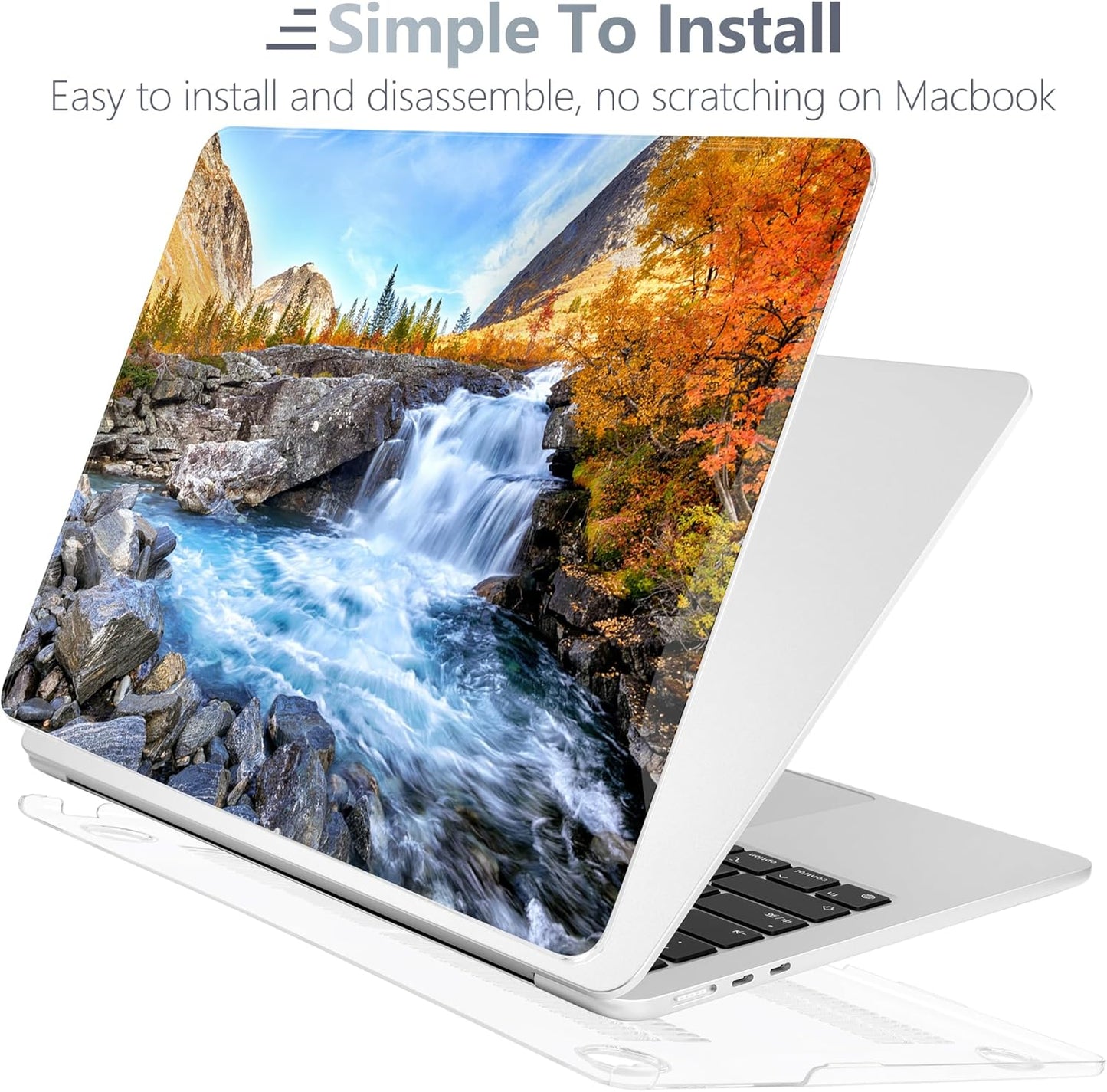 Batianda Premium Case for New MacBook Air 15 inch 2025 M4 2024 2023 with M3 M2 Chip Model A3114 A2941, Designed Protective Plastic Hardshell & Keyboard Cover & Screen Protector, Fall