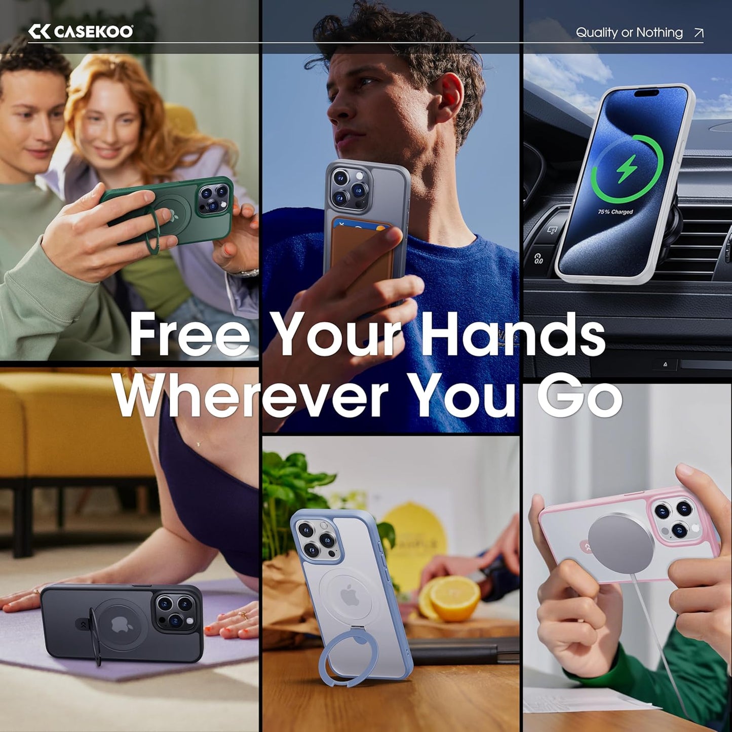 CASEKOO Designed for iPhone 15 Pro Case with Magnetic Invisible Stand [Military Drop Protection] [Compatible with MagSafe] Shockproof Slim Translucent Matte Pro Case 6.1 Inch, Light Blue