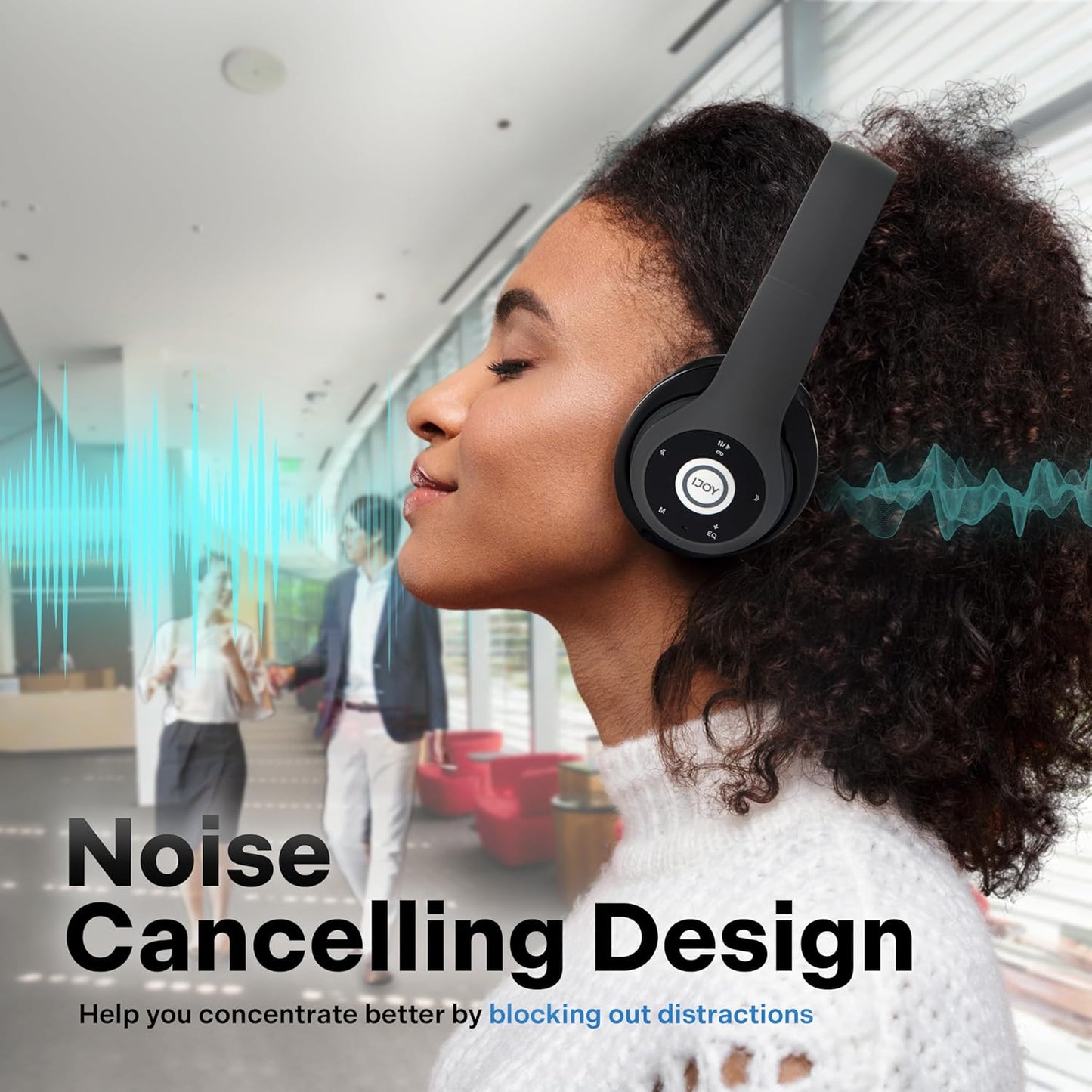 iJoy Bluetooth Headphones Over Ear, Wireless and Wired Foldable Headset Built-in Microphone, FM, Micro SD Card Slot - (Pink) Adults Kids Men Women