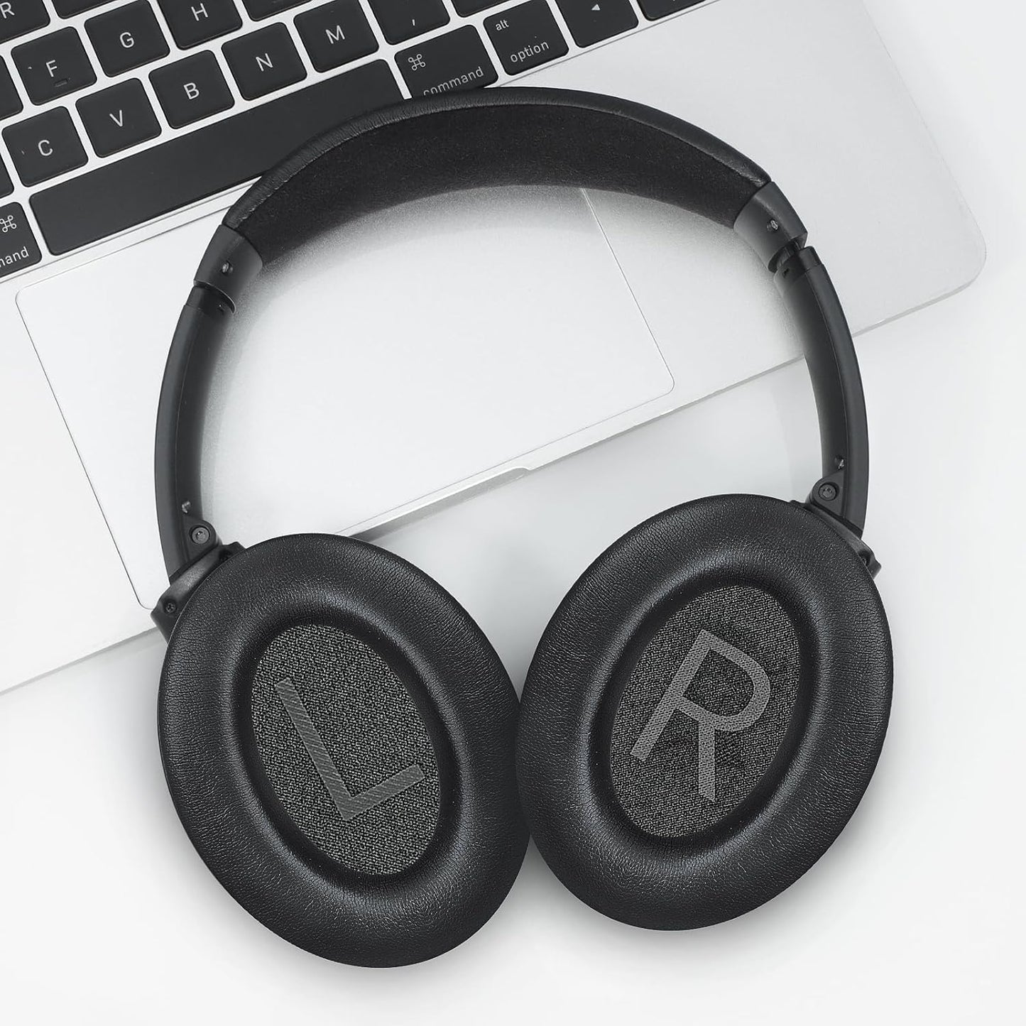 Headphones Replacement Ear Pads, Protein Leather earpad Cushions for Bose QuietComfort 45（QC45） Headphones, Softer Memory Foam - Black