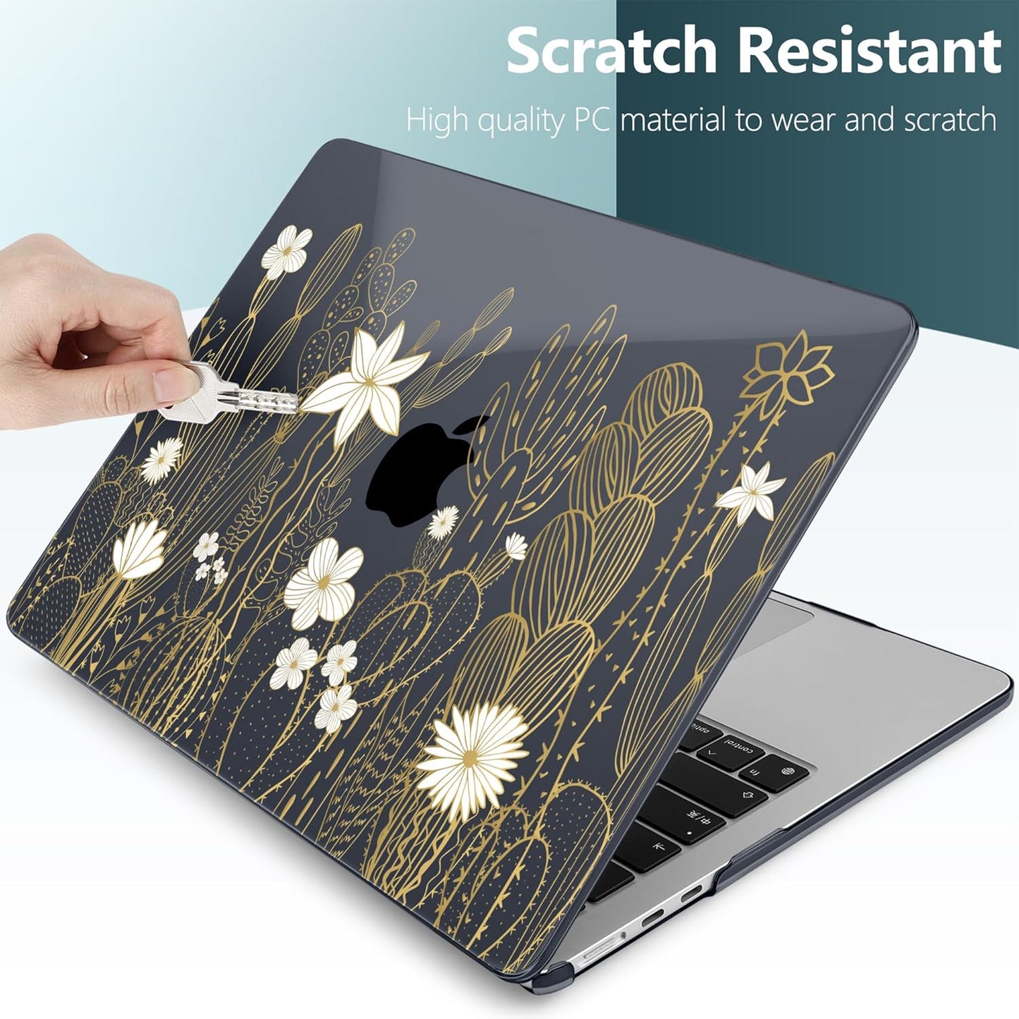 TWOLSKOO Compatible with M4 MacBook Air 15 inch Case 2025-2023 Released Model M4 A3241 M3 A3114 M2 A2941, Plastic Hard Shell & Screen Protector & Keyboard Cover & Trackpad Film, Cute Cactus