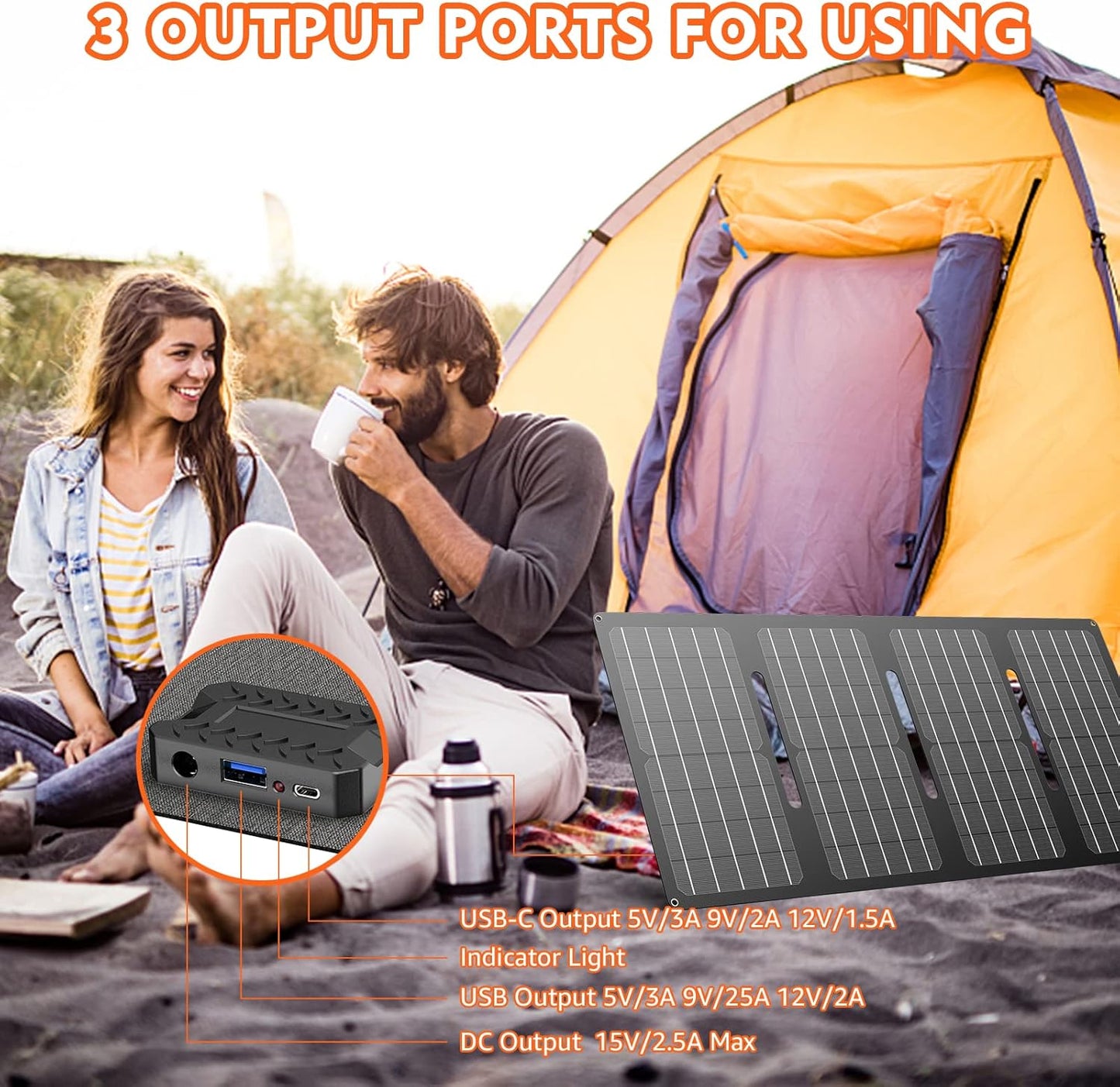 Apowking 146Wh Portable Power Bank with AC Outlet & 40W Foldable Solar Panel, Portable Laptop Charger 110V/100W with USB & DC Output for Camping, Home Emergency, Traveling, RV Trip